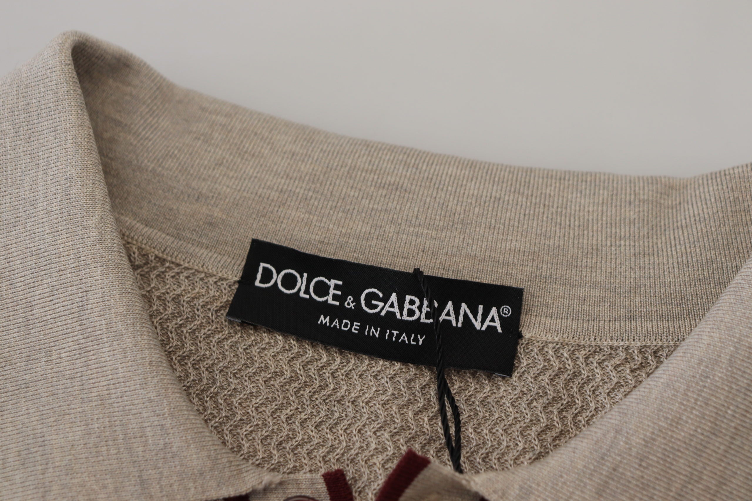 Dolce & Gabbana Elegant Gray Silk Collared T-Shirt