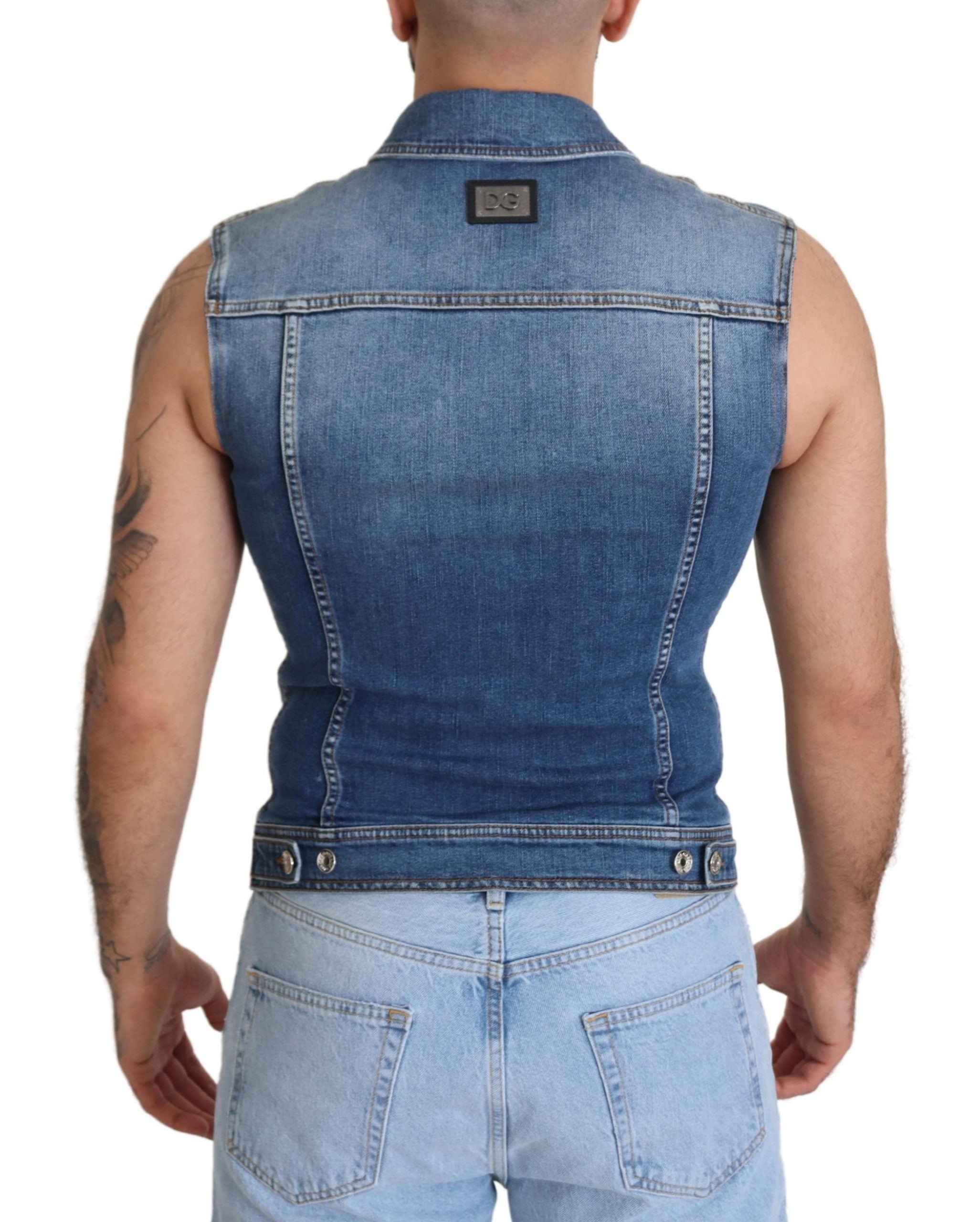 Dolce & Gabbana Elegant Single Breasted Denim Vest