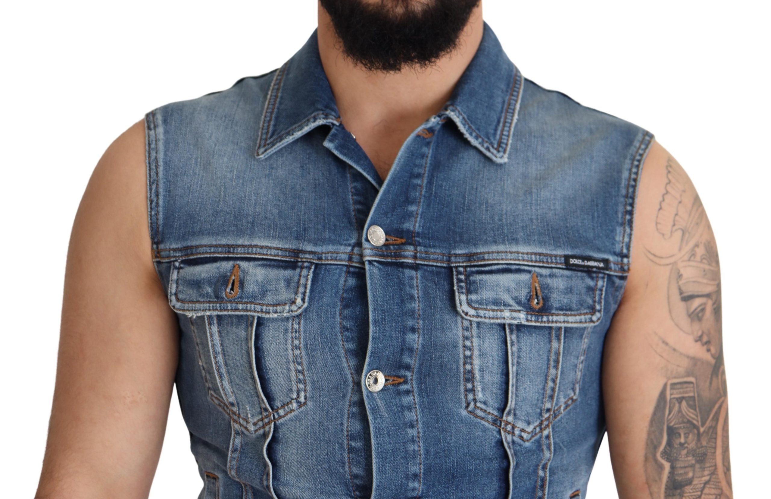 Dolce & Gabbana Elegant Single Breasted Denim Vest