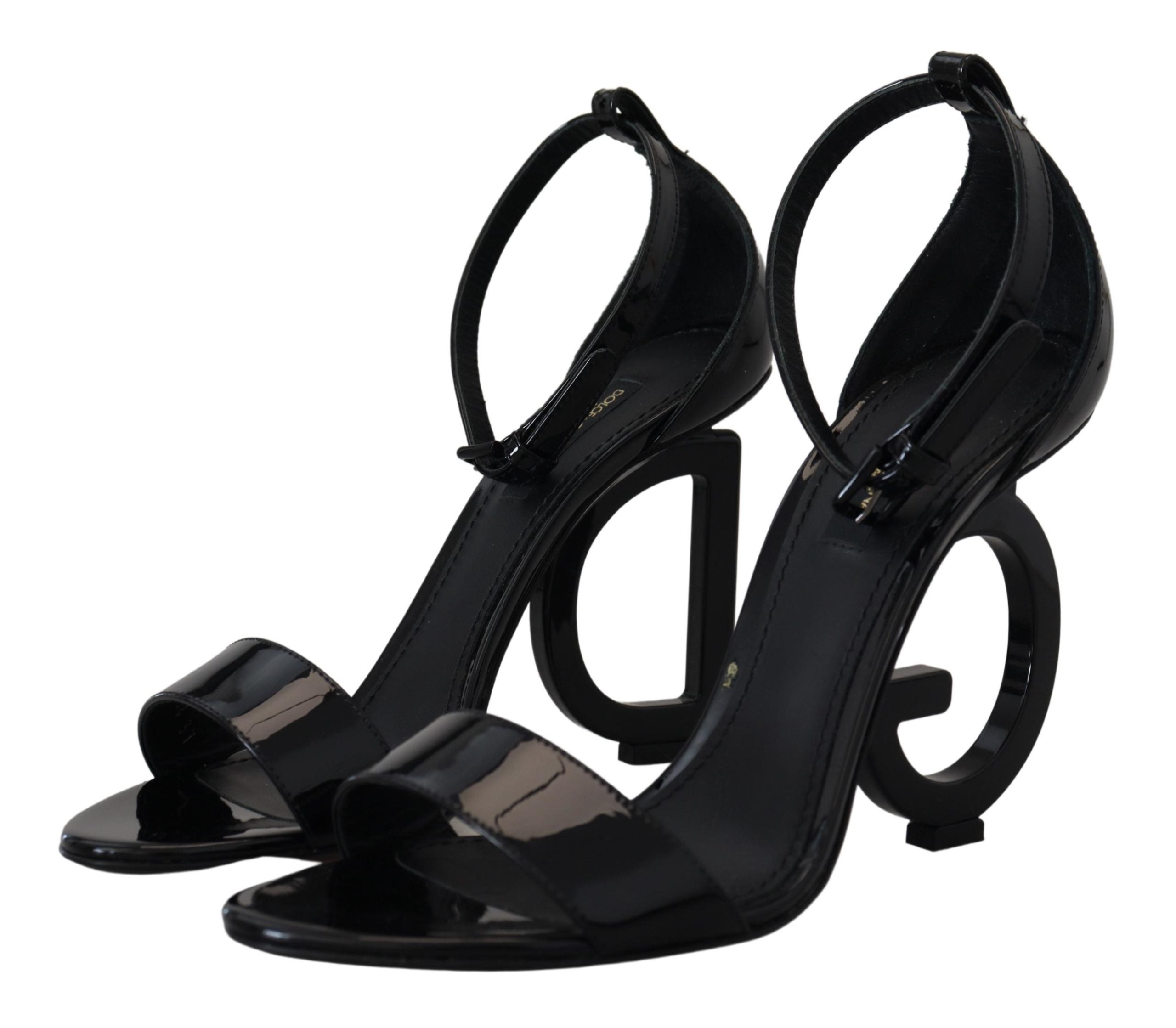 Dolce & Gabbana Elegant Black Leather Ankle Strap Sandals