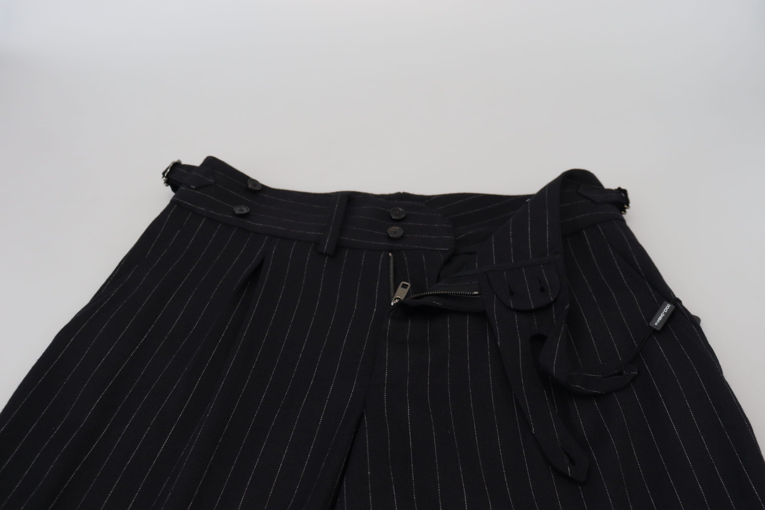 Dolce & Gabbana Elegant Black Striped Wool Blend Trousers