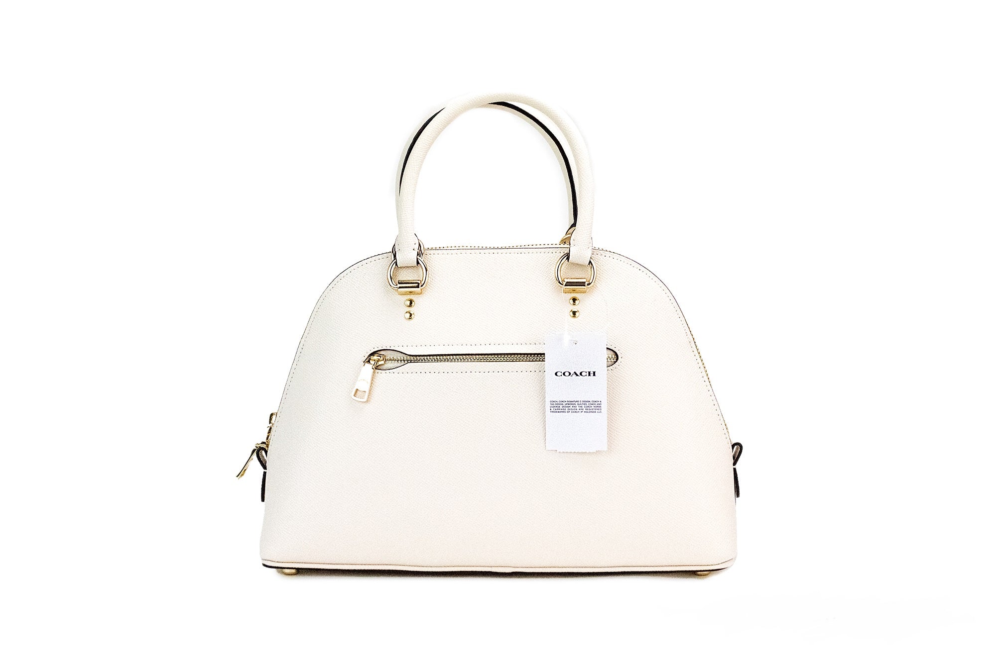 COACH Katy Medium Chalk Crossgrain Leather Satchel Dome Bag Purse