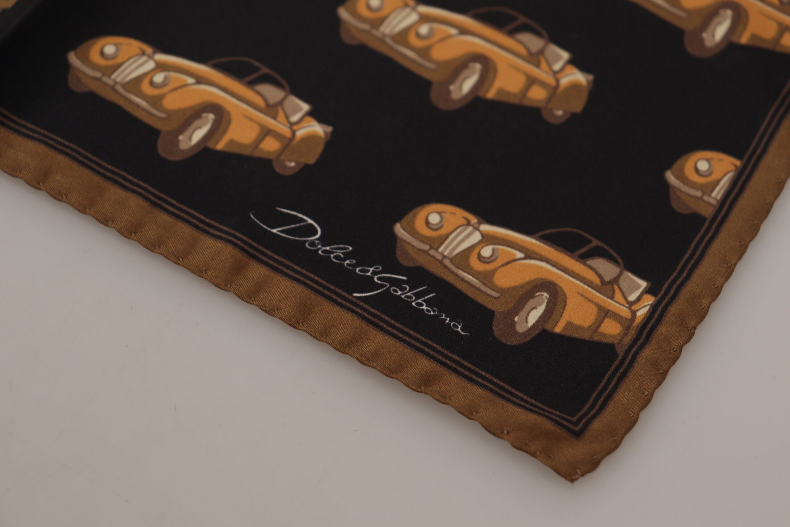 Dolce & Gabbana Silk Square Men's Scarf with Unique Car Print