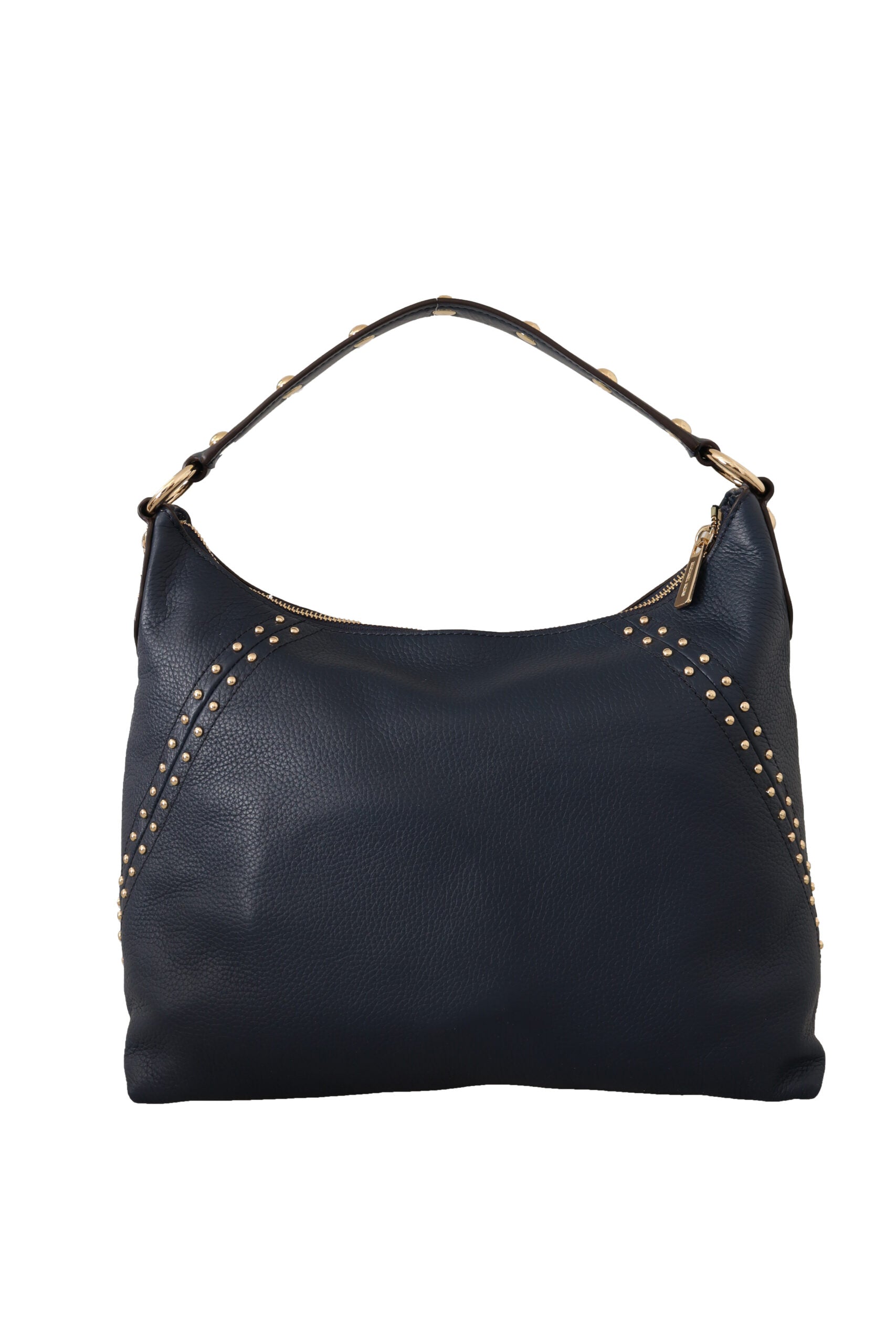 Michael Kors Elegant Blue Leather Shoulder Bag with Gold Accents