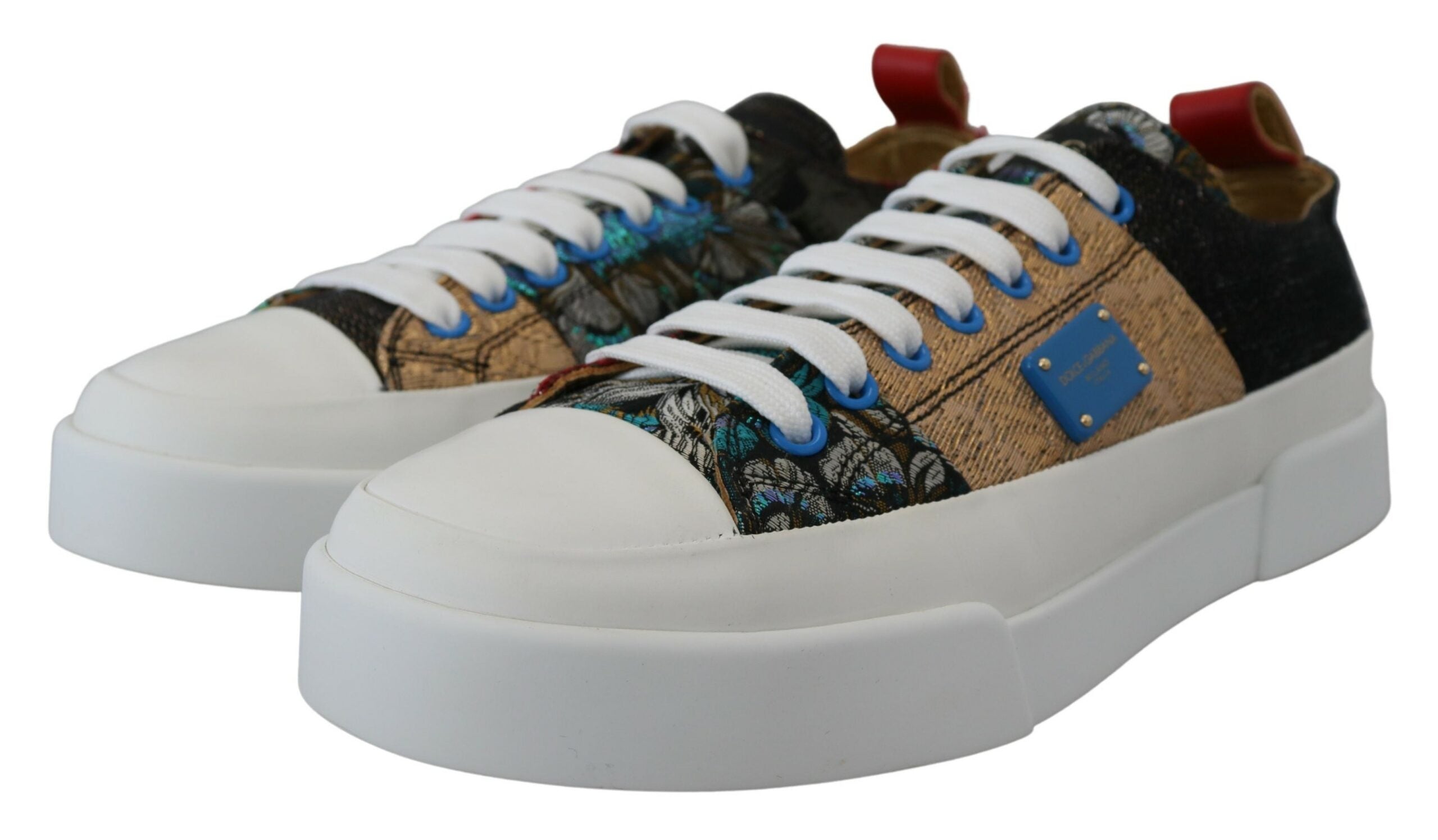 Dolce & Gabbana Multicolor Patchwork Lace-Up Sneakers