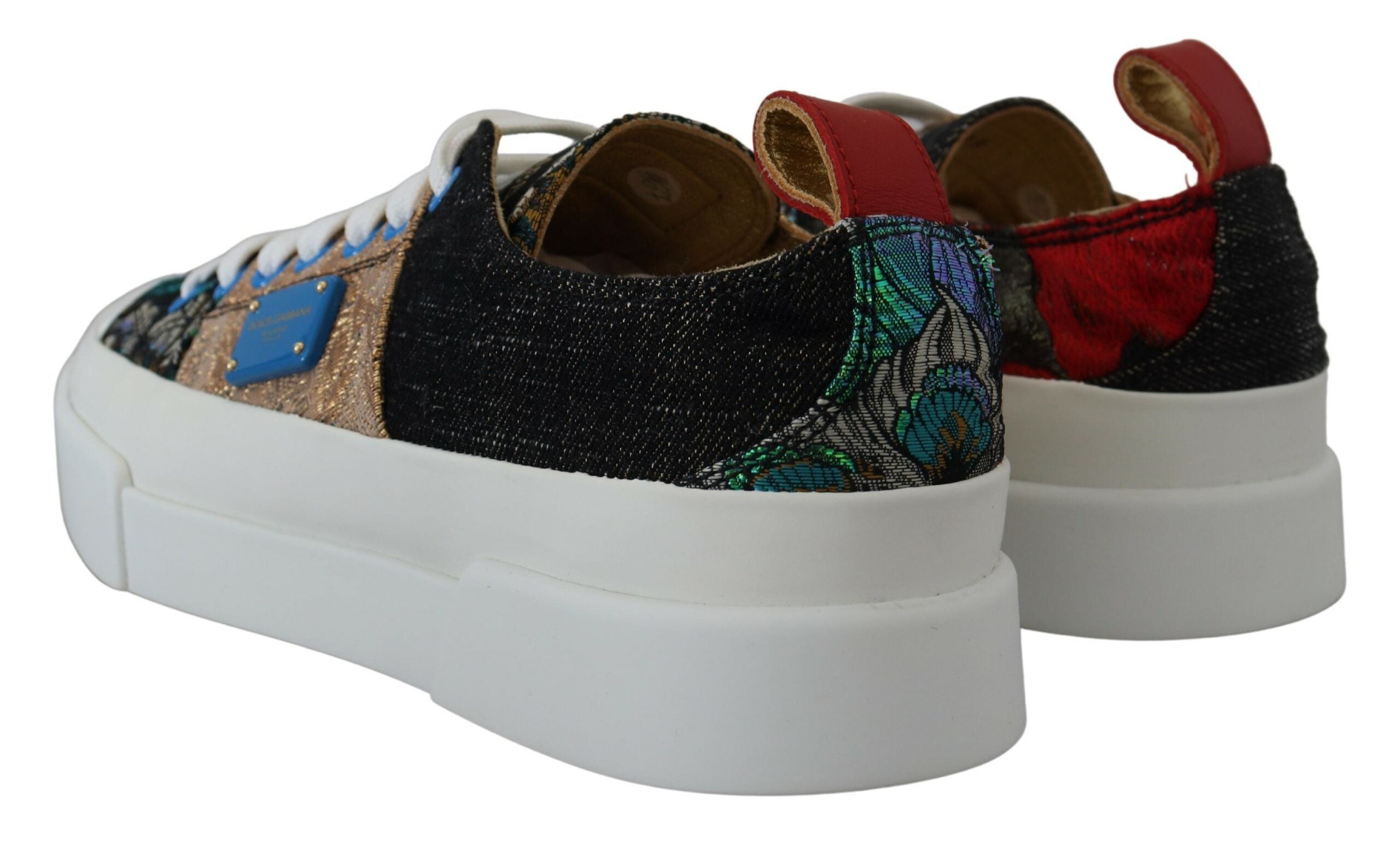 Dolce & Gabbana Multicolor Patchwork Lace-Up Sneakers