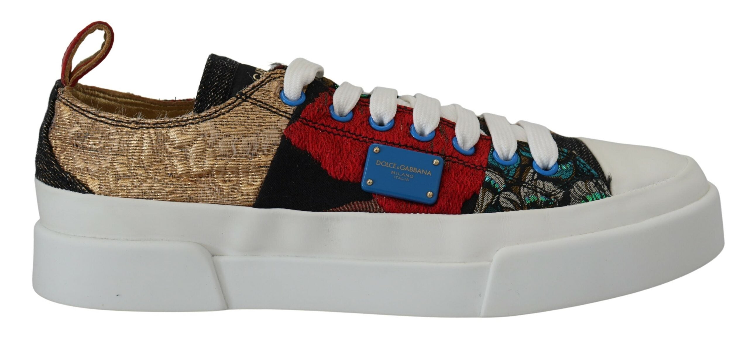 Dolce & Gabbana Multicolor Patchwork Lace-Up Sneakers