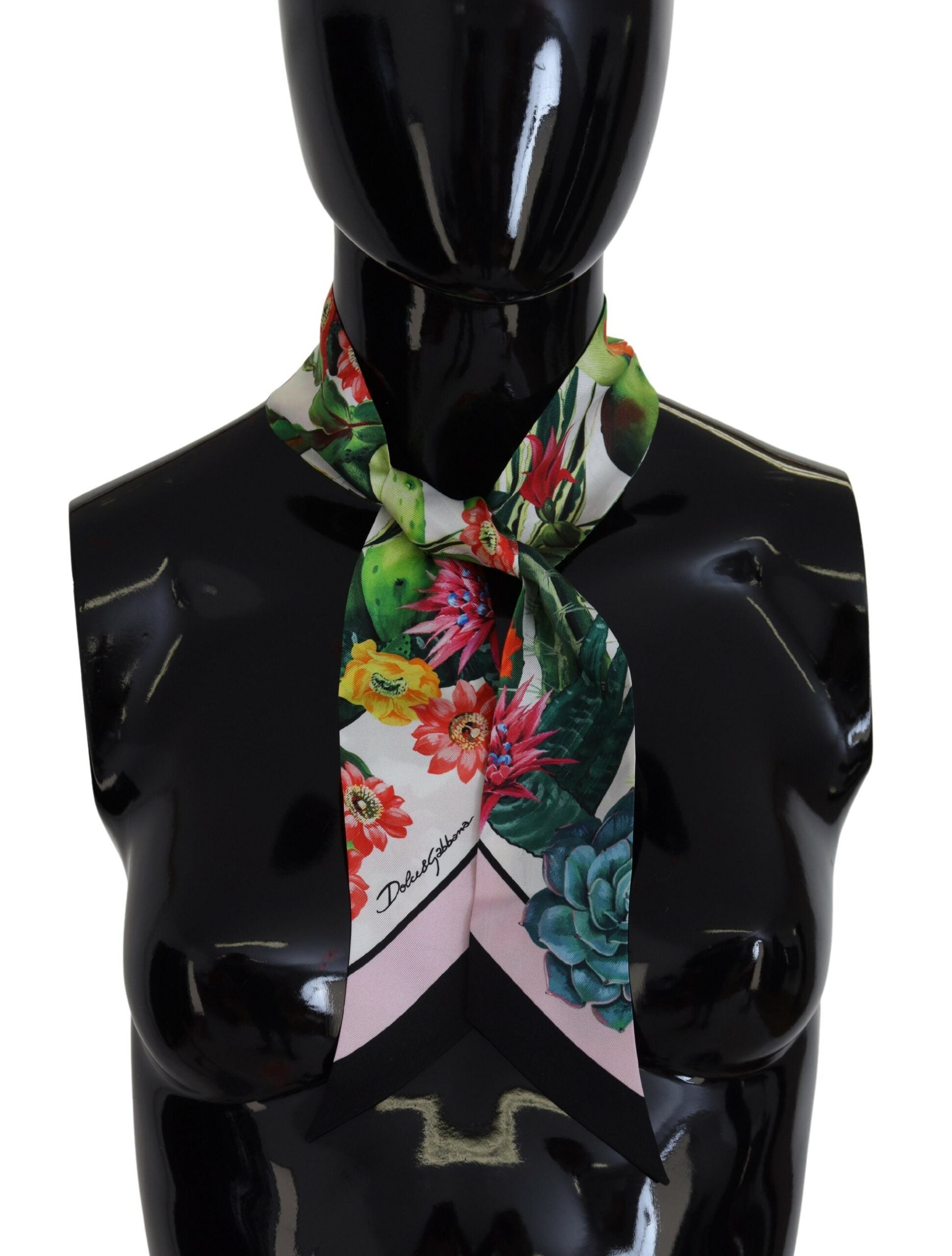 Dolce & Gabbana Elegant Floral Silk Bandeau Scarf