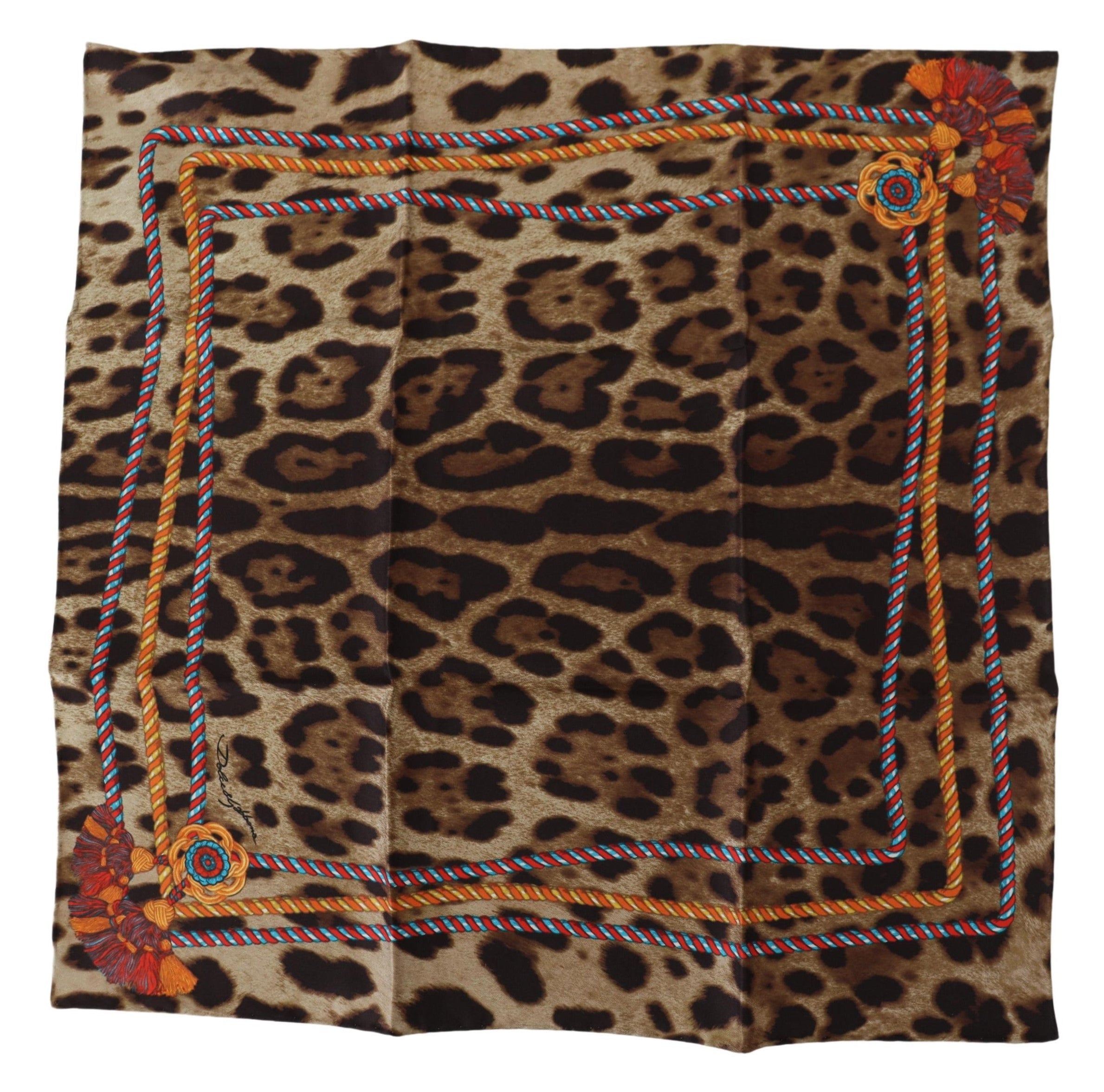 Dolce & Gabbana Elegant Leopard Silk Square Scarf