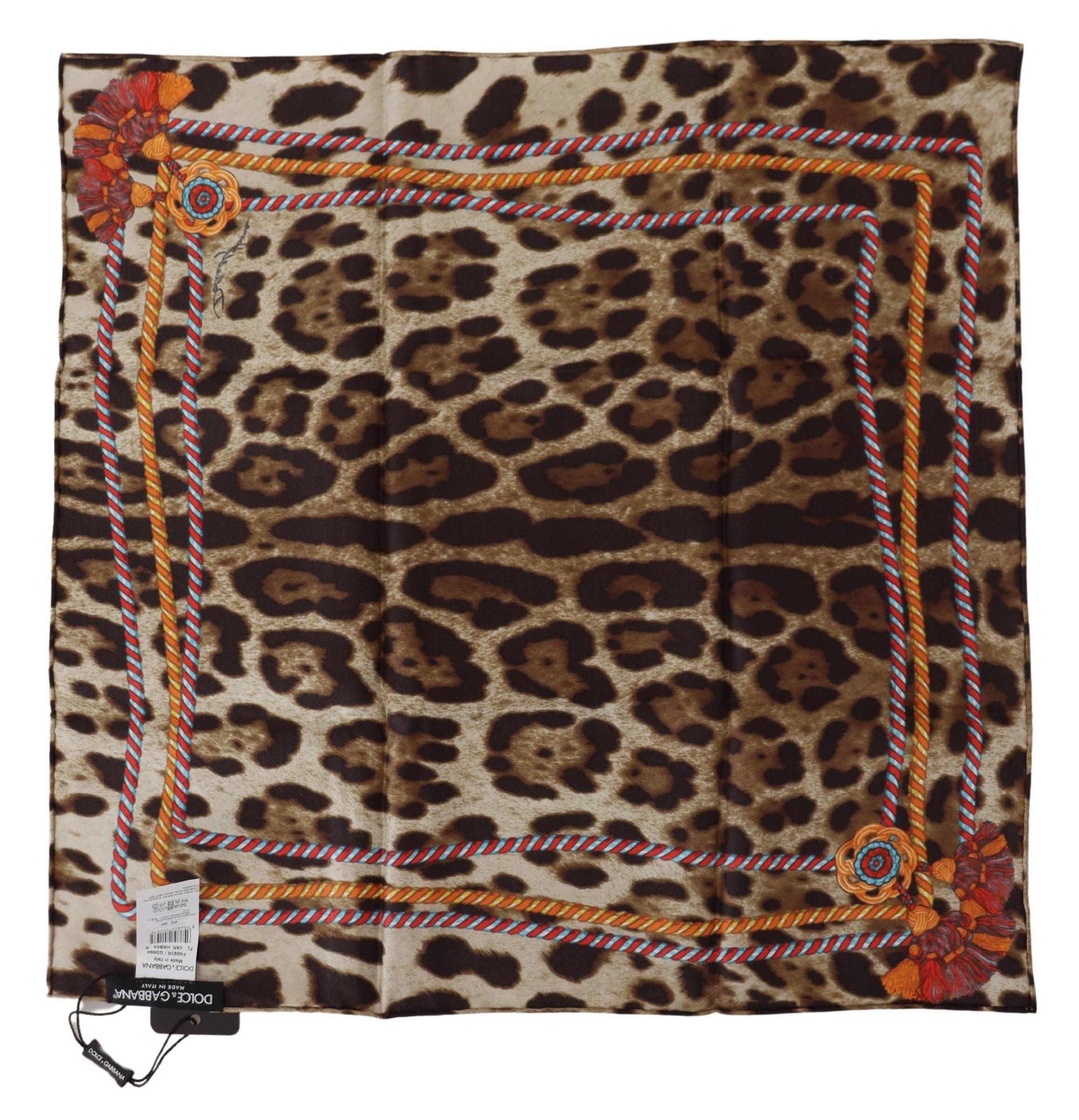 Dolce & Gabbana Elegant Leopard Silk Square Scarf