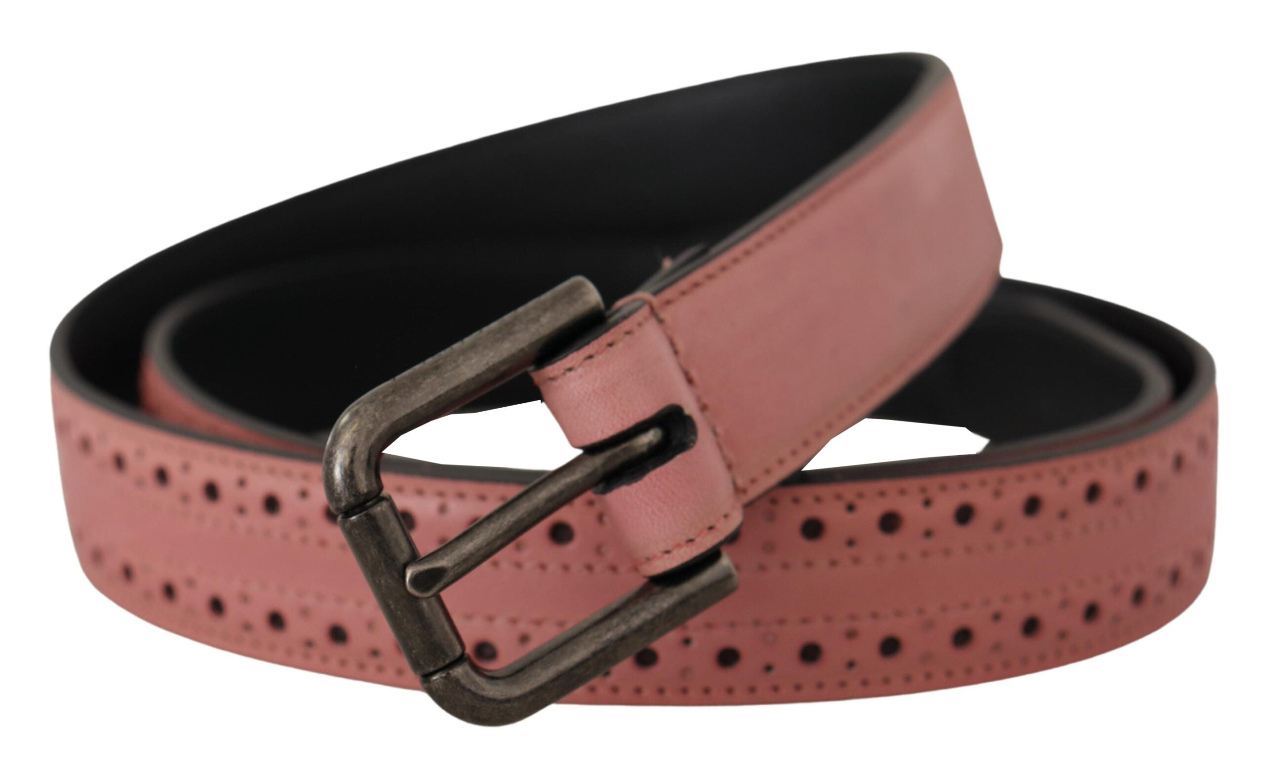 Dolce & Gabbana Chic Pink Leather Belt with Metallic Buckle