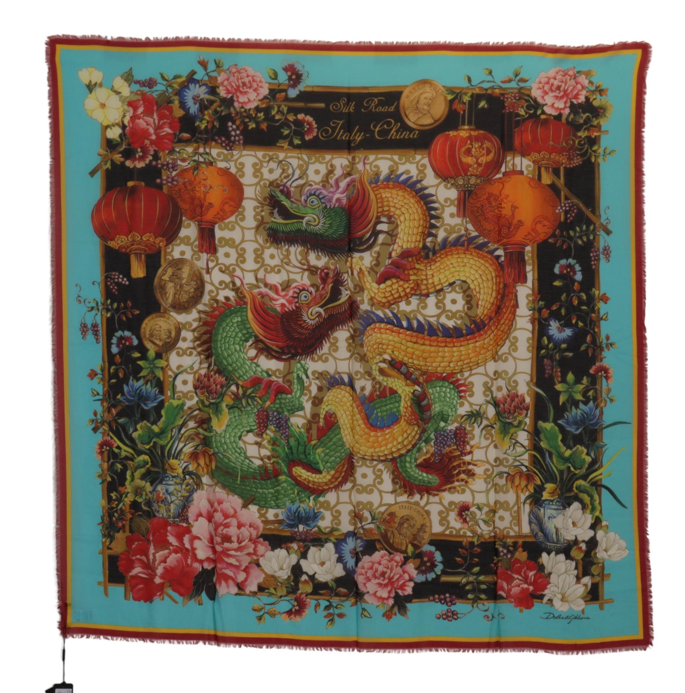 Dolce & Gabbana Floral Dragon Elegance Silk Blend Shawl