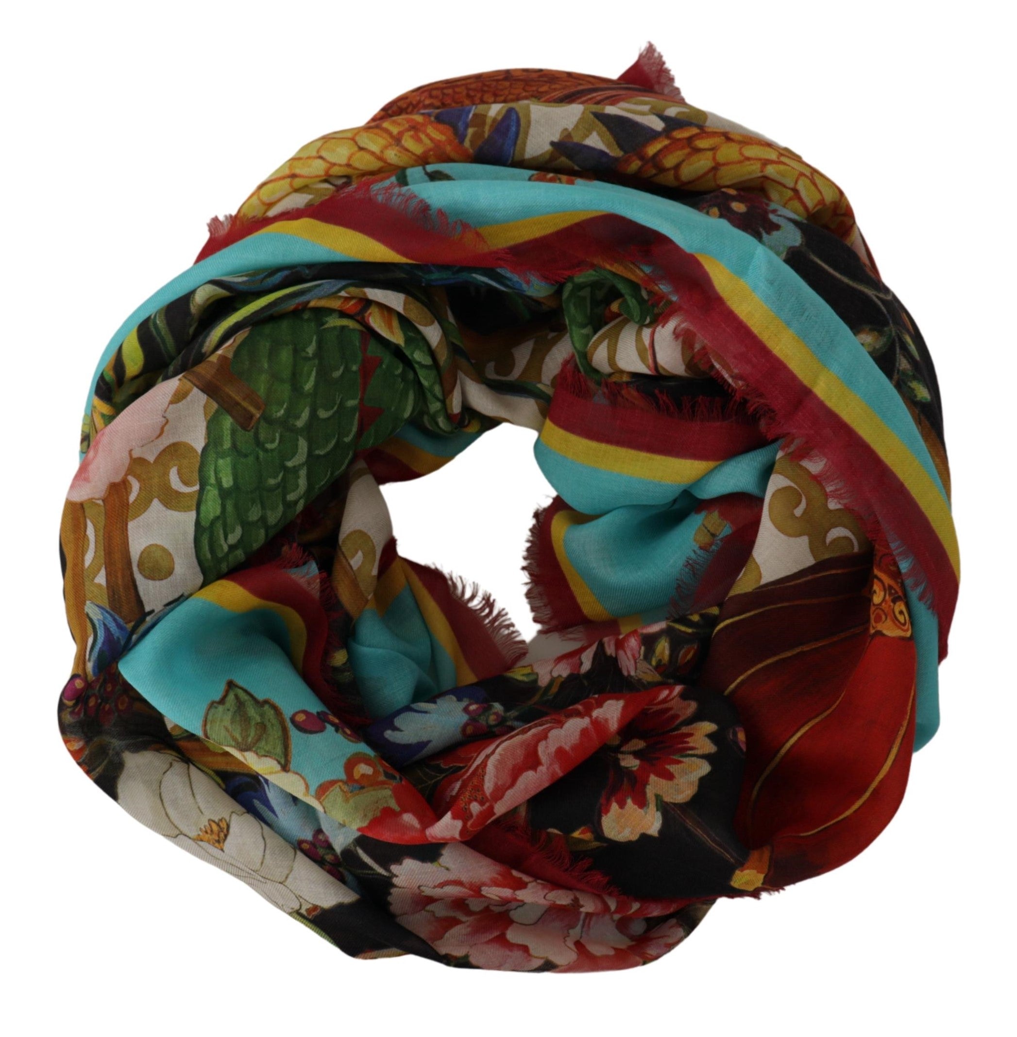 Dolce & Gabbana Floral Dragon Elegance Silk Blend Shawl