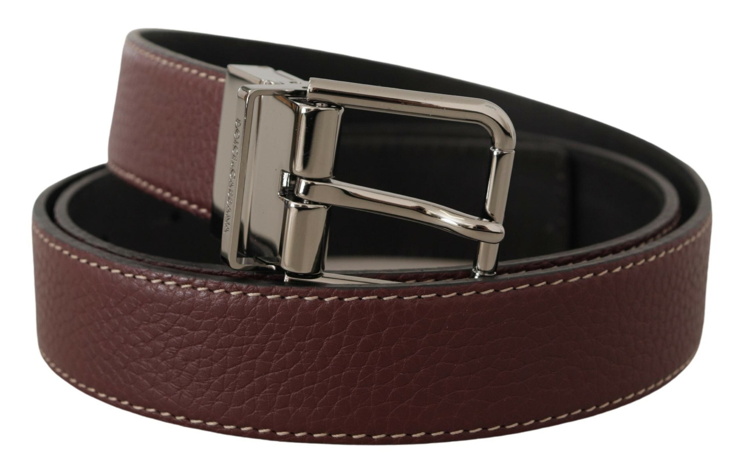 Dolce & Gabbana Elegant Leather Belt with Silver Metal Buckle