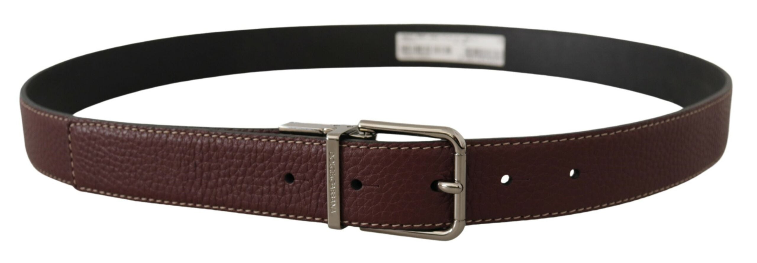 Dolce & Gabbana Elegant Leather Belt with Silver Metal Buckle