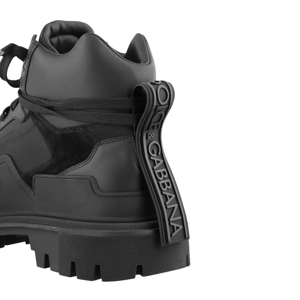 Dolce & Gabbana Chic Black Leather Hiking-Inspired Sneakers