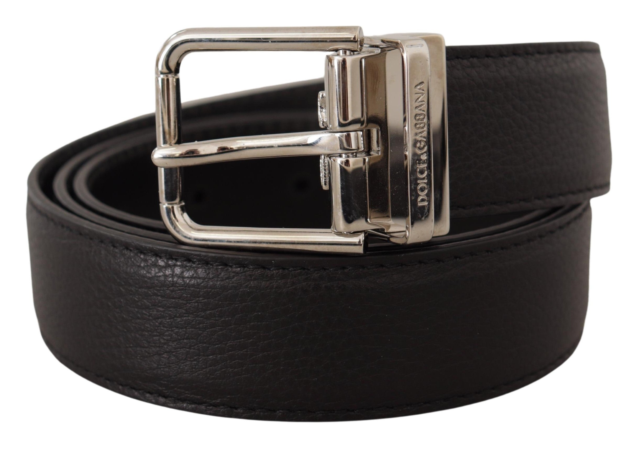 Dolce & Gabbana Elegant Black Leather Belt with Metal Buckle