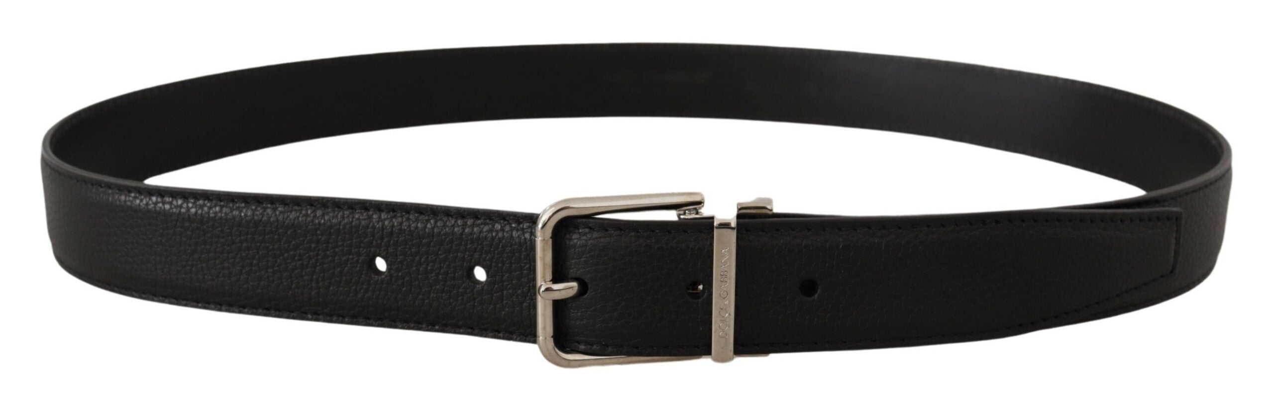 Dolce & Gabbana Elegant Black Leather Belt with Metal Buckle