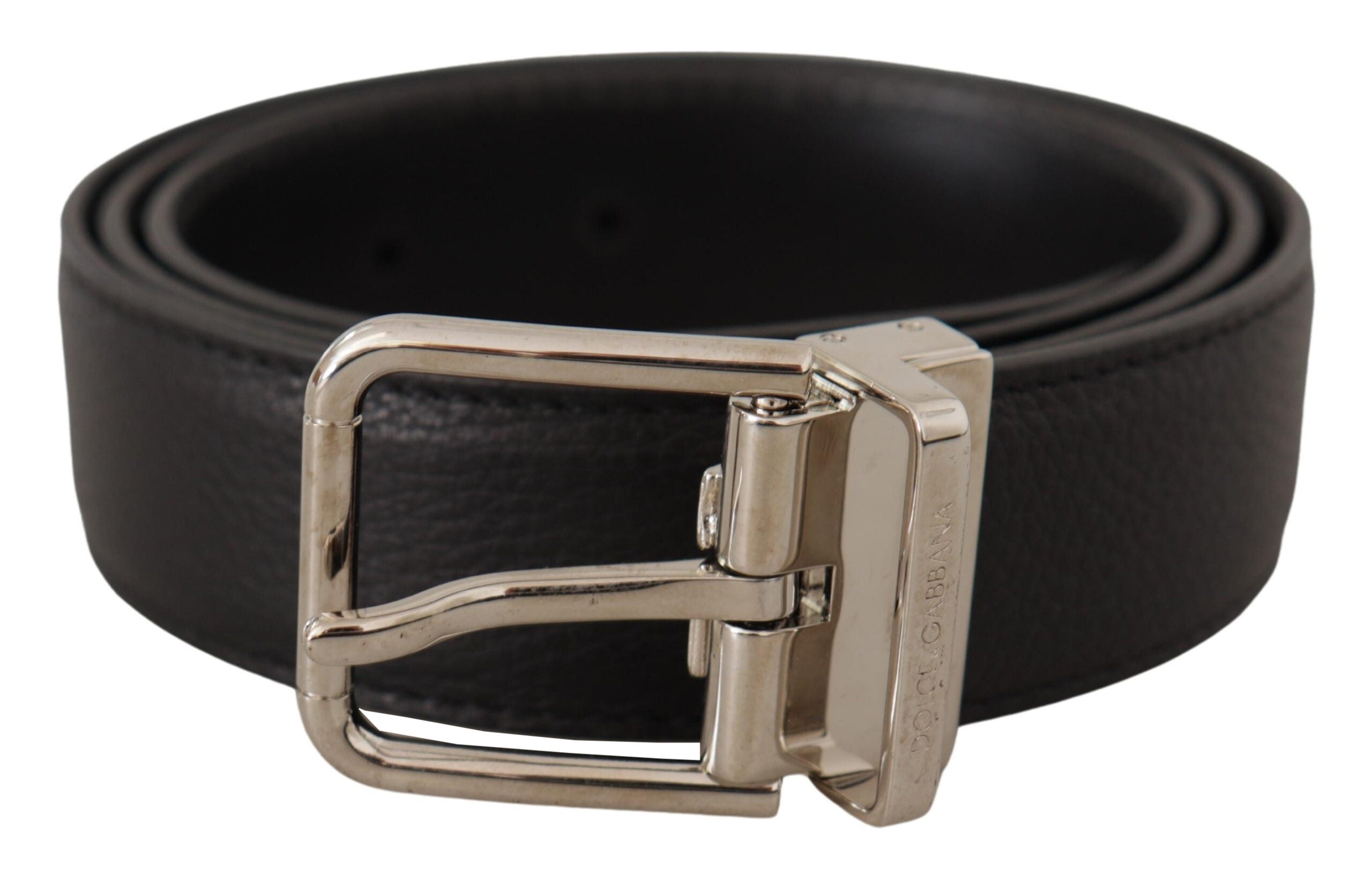 Dolce & Gabbana Elegant Black Leather Belt with Metal Buckle