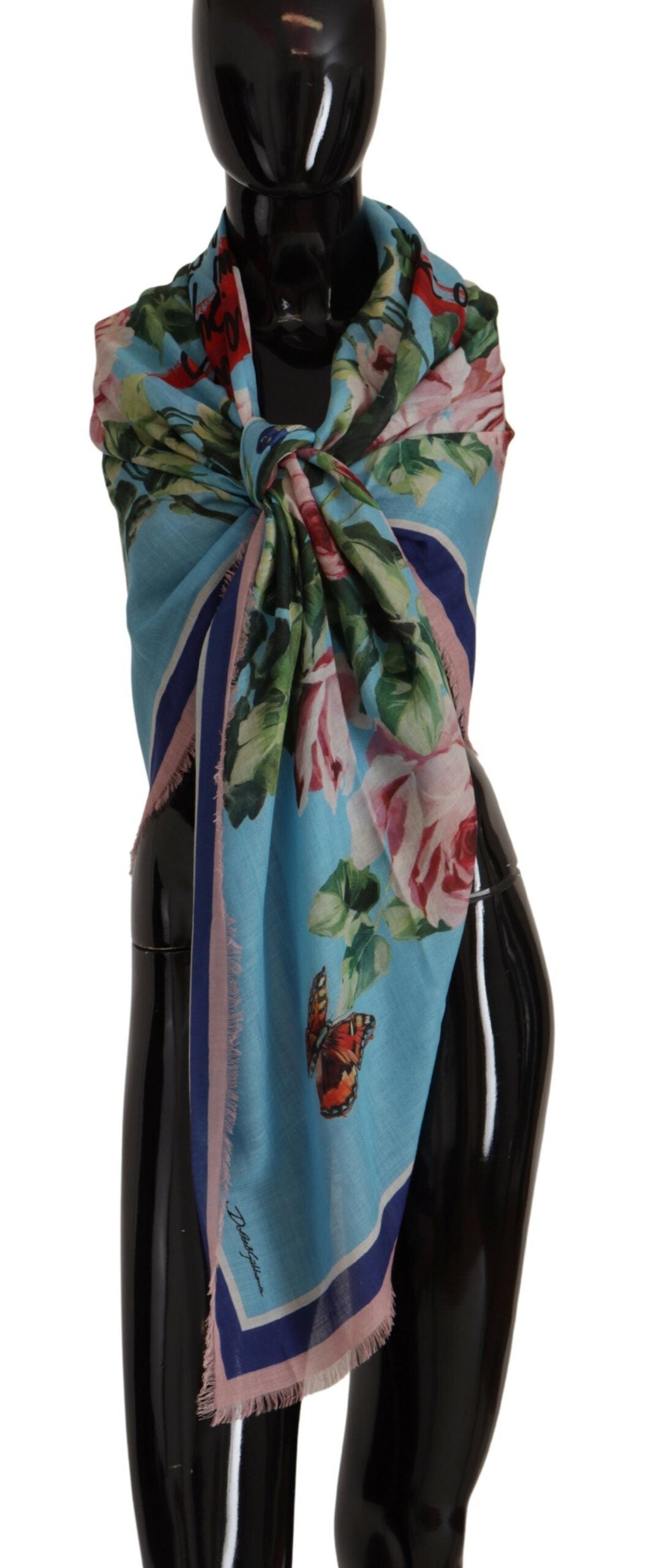 Dolce & Gabbana Tropical Rose Print Cashmere-Silk Shawl