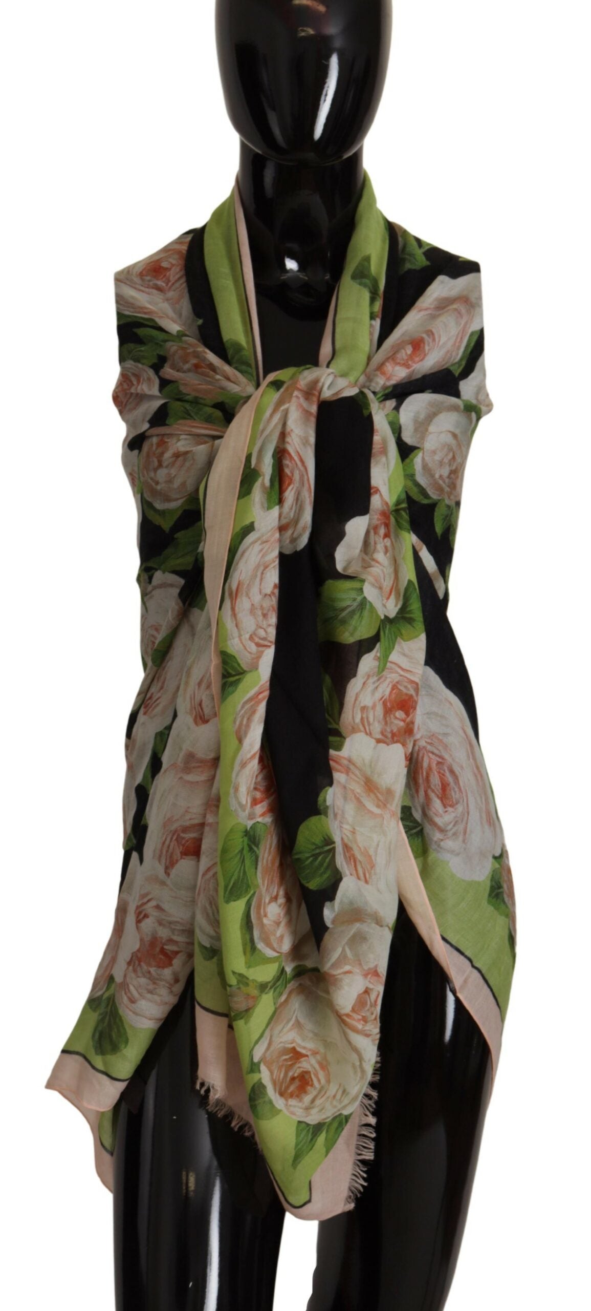 Dolce & Gabbana Elegant Floral Print Silk Blend Scarf