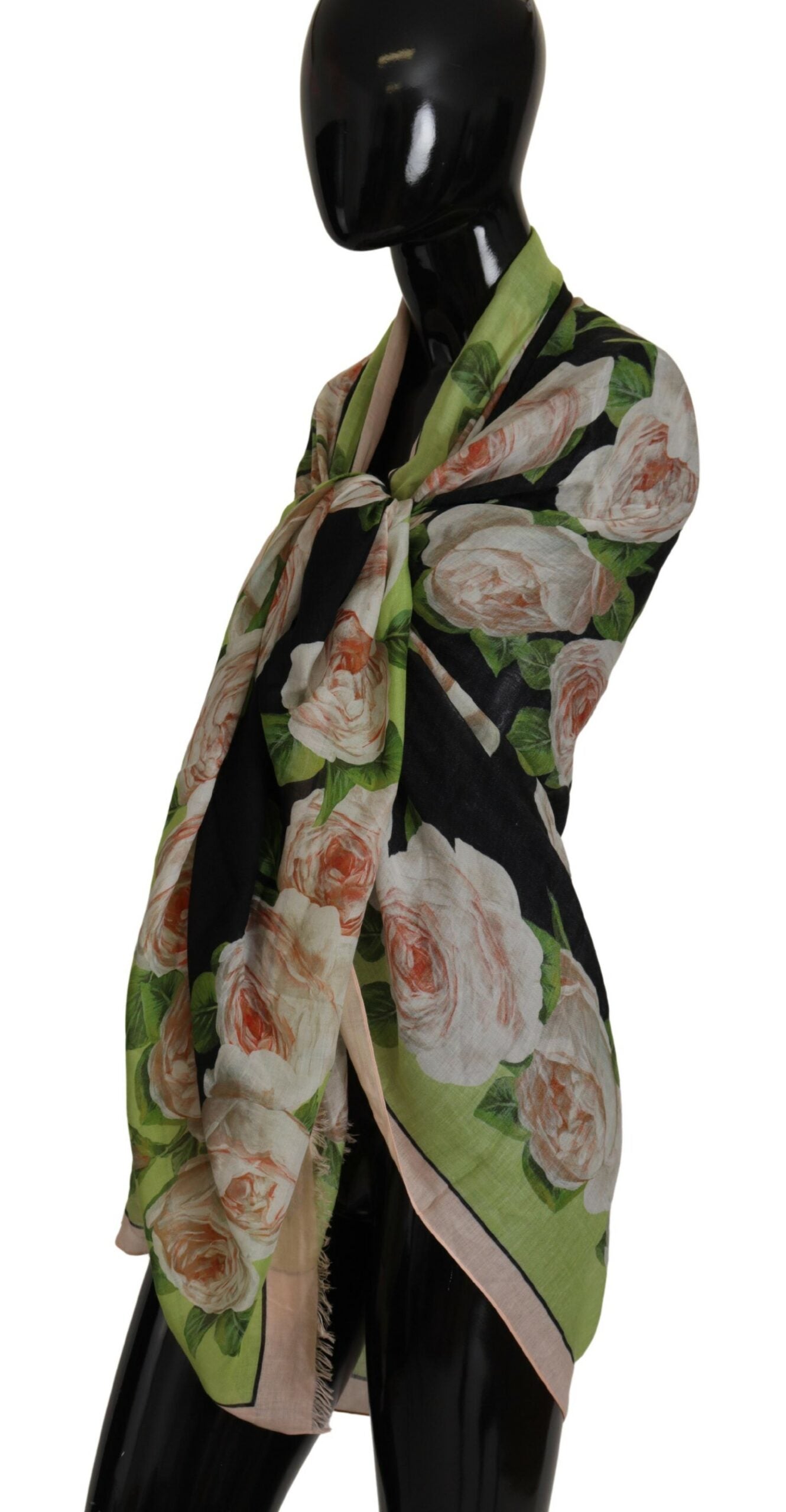 Dolce & Gabbana Elegant Floral Print Silk Blend Scarf