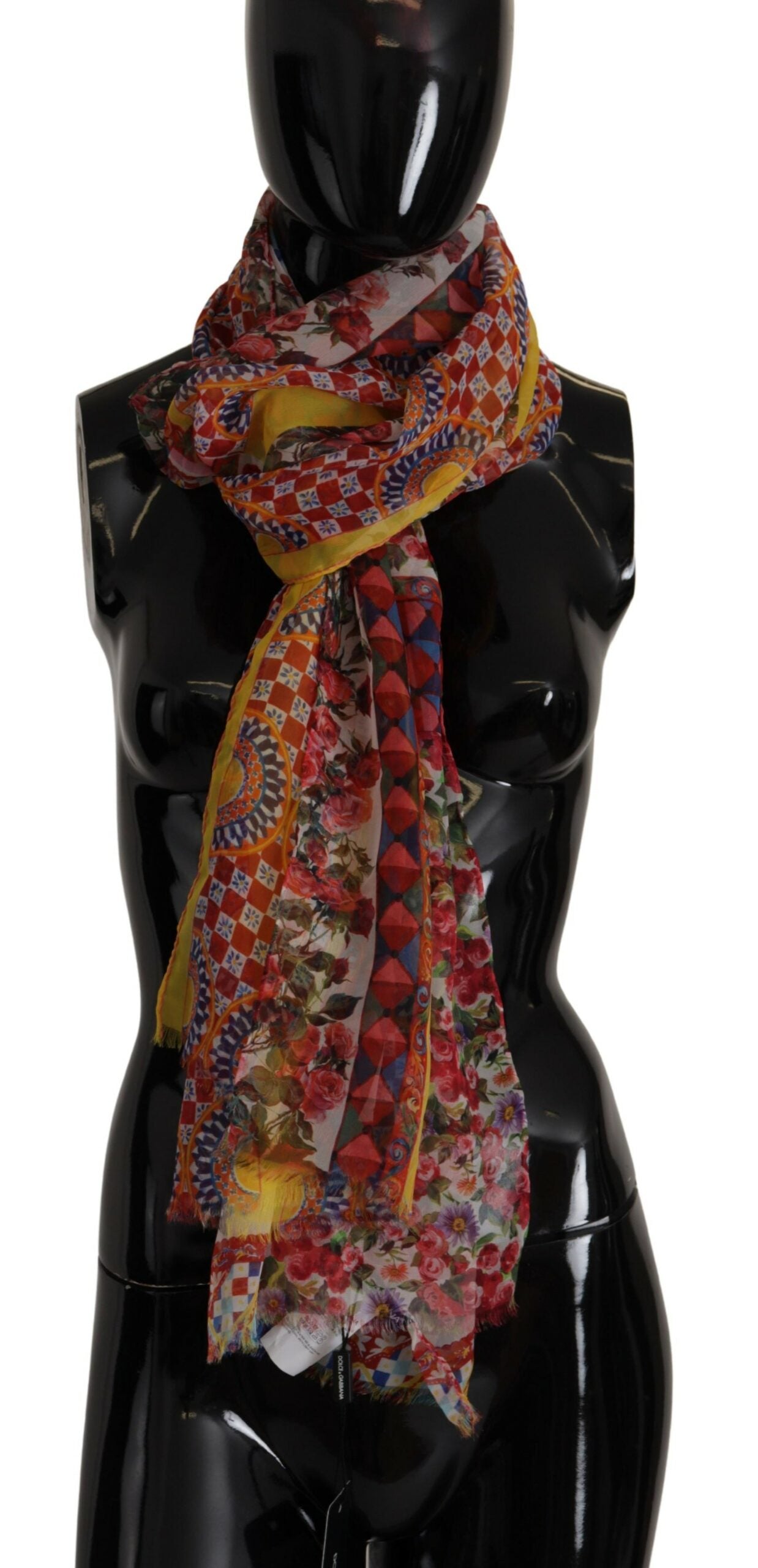 Dolce & Gabbana Chic Multicolor Floral Silk Shawl