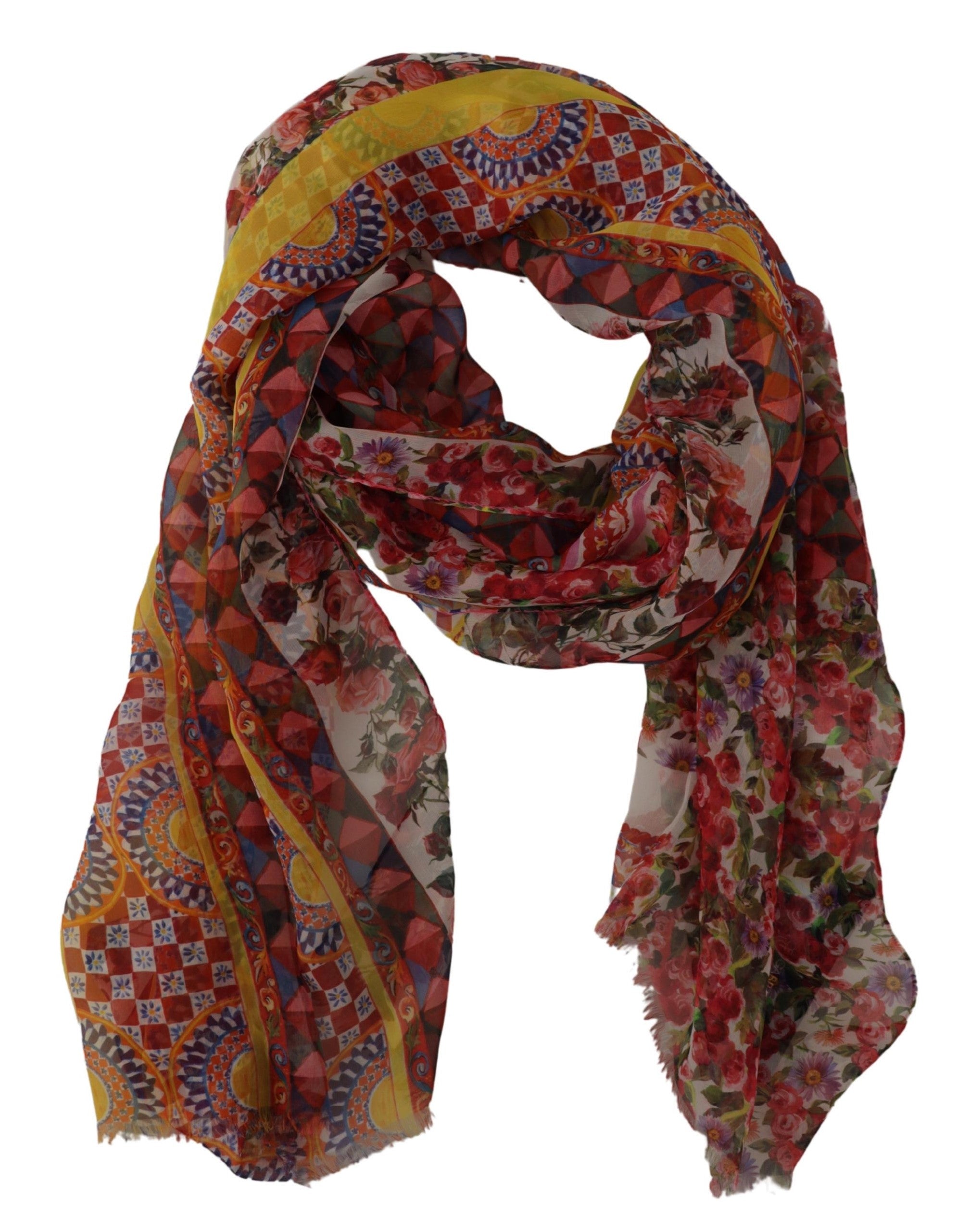 Dolce & Gabbana Chic Multicolor Floral Silk Shawl