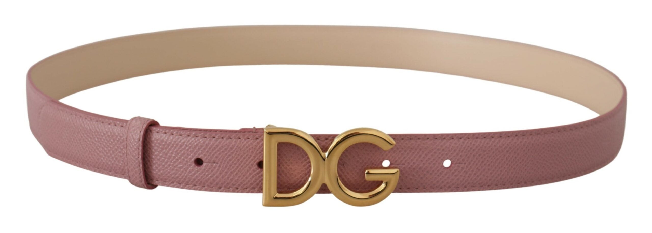 Dolce & Gabbana Elegant Pink Leather Belt with Logo Buckle