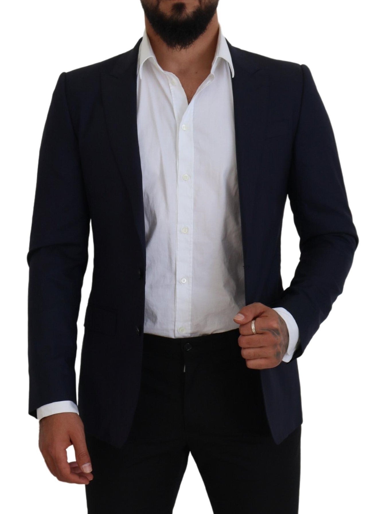 Dolce & Gabbana Elegant Blue Wool Silk Blazer Jacket