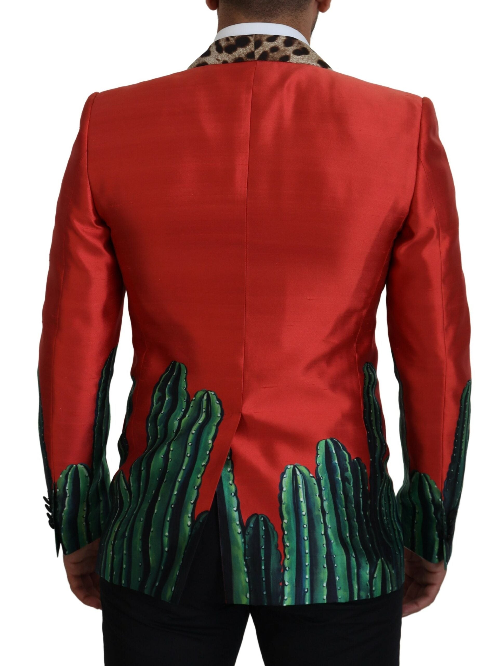 Dolce & Gabbana Red Sicilian Silk Single-Breasted Blazer