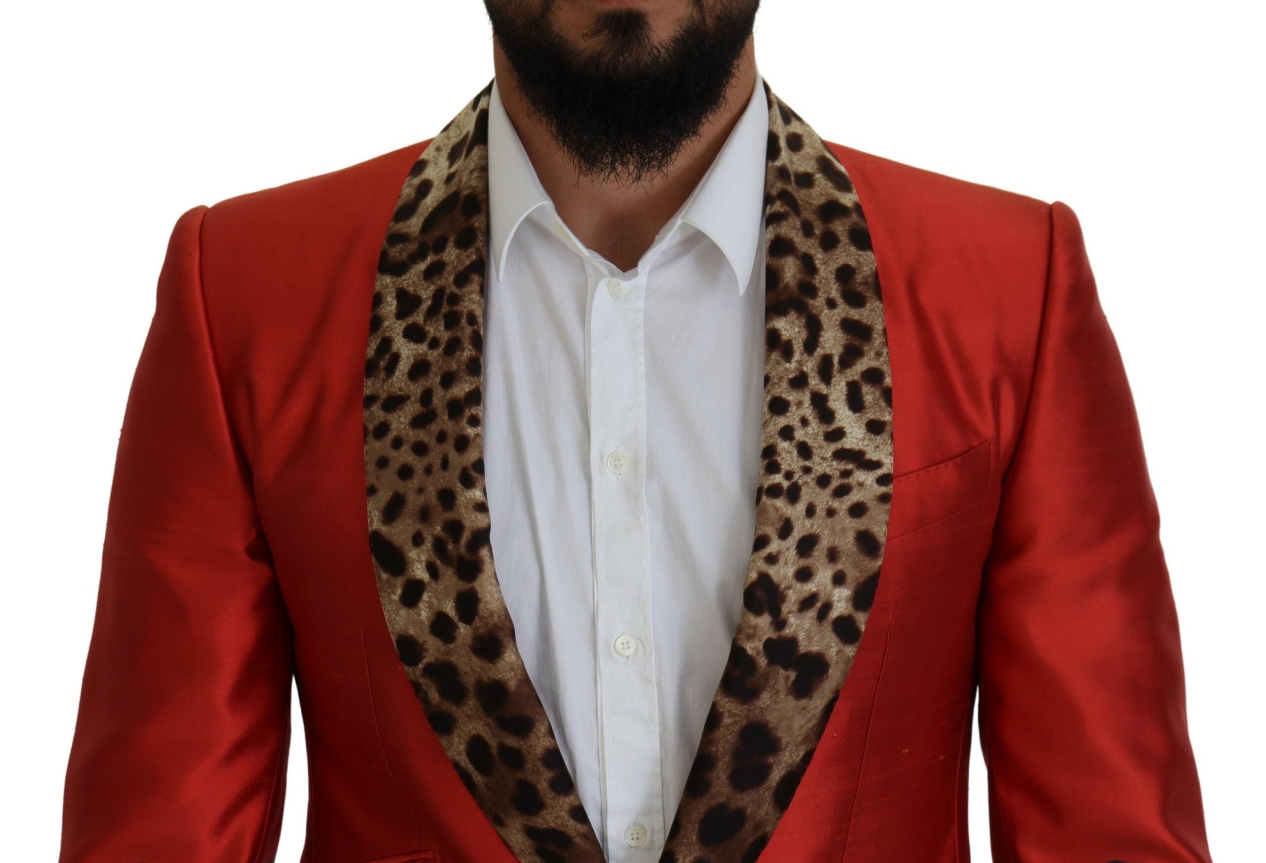 Dolce & Gabbana Red Sicilian Silk Single-Breasted Blazer