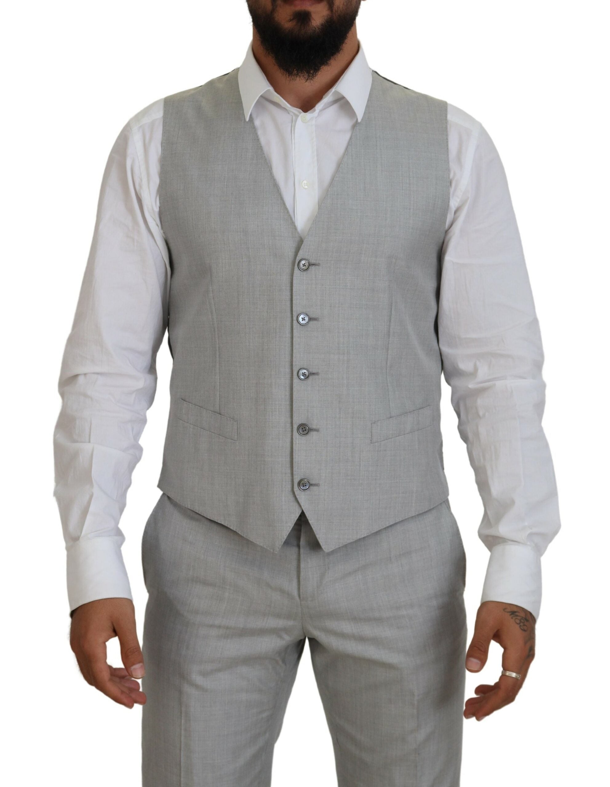 Dolce & Gabbana Elegant Grey Silk Martini Three-Piece Suit