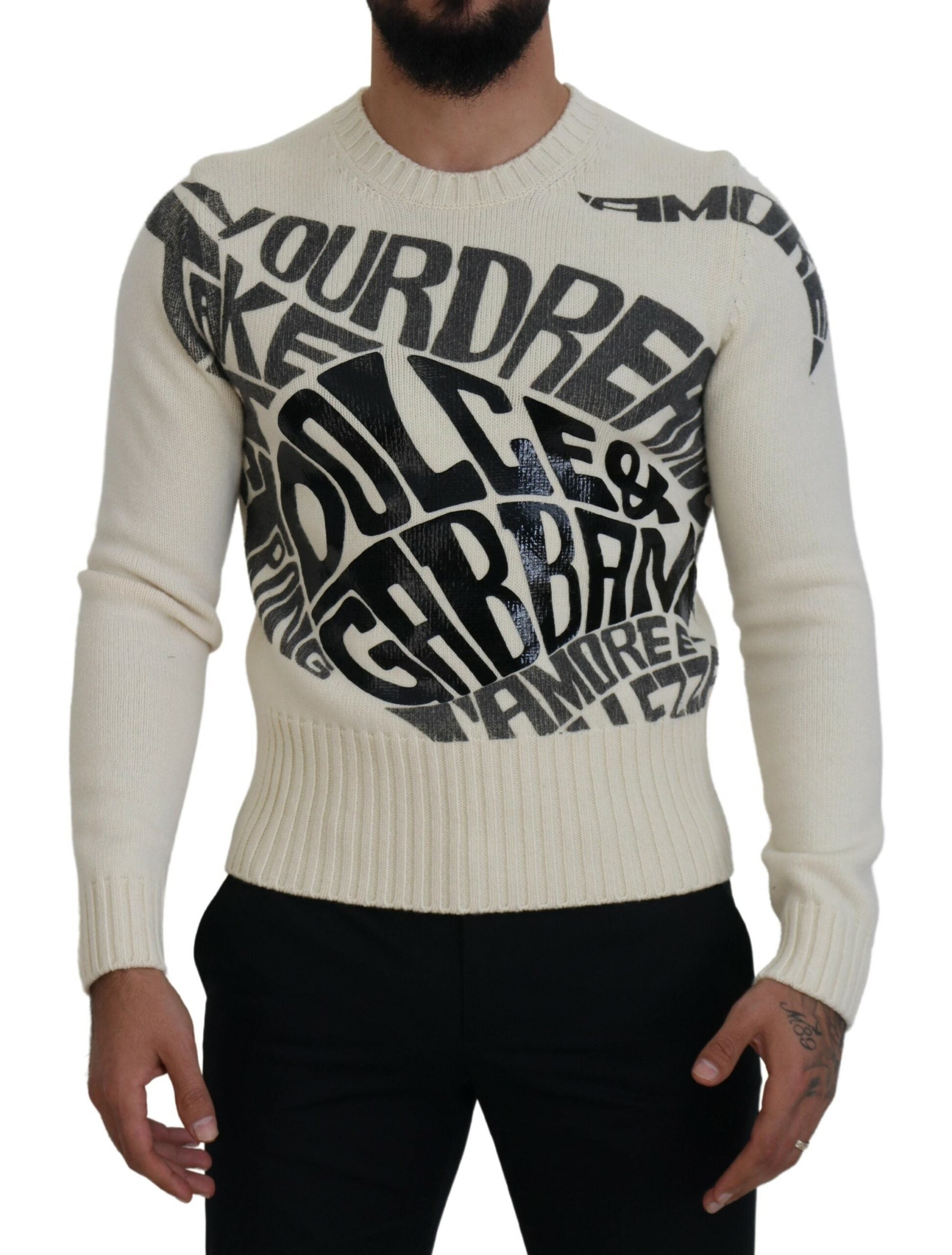 Dolce & Gabbana Elegant Off White Virgin Wool Sweater