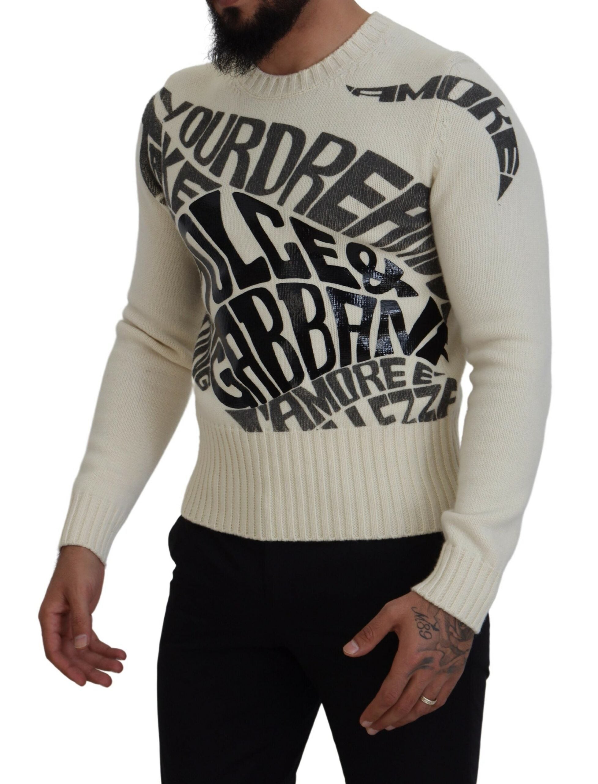 Dolce & Gabbana Elegant Off White Virgin Wool Sweater