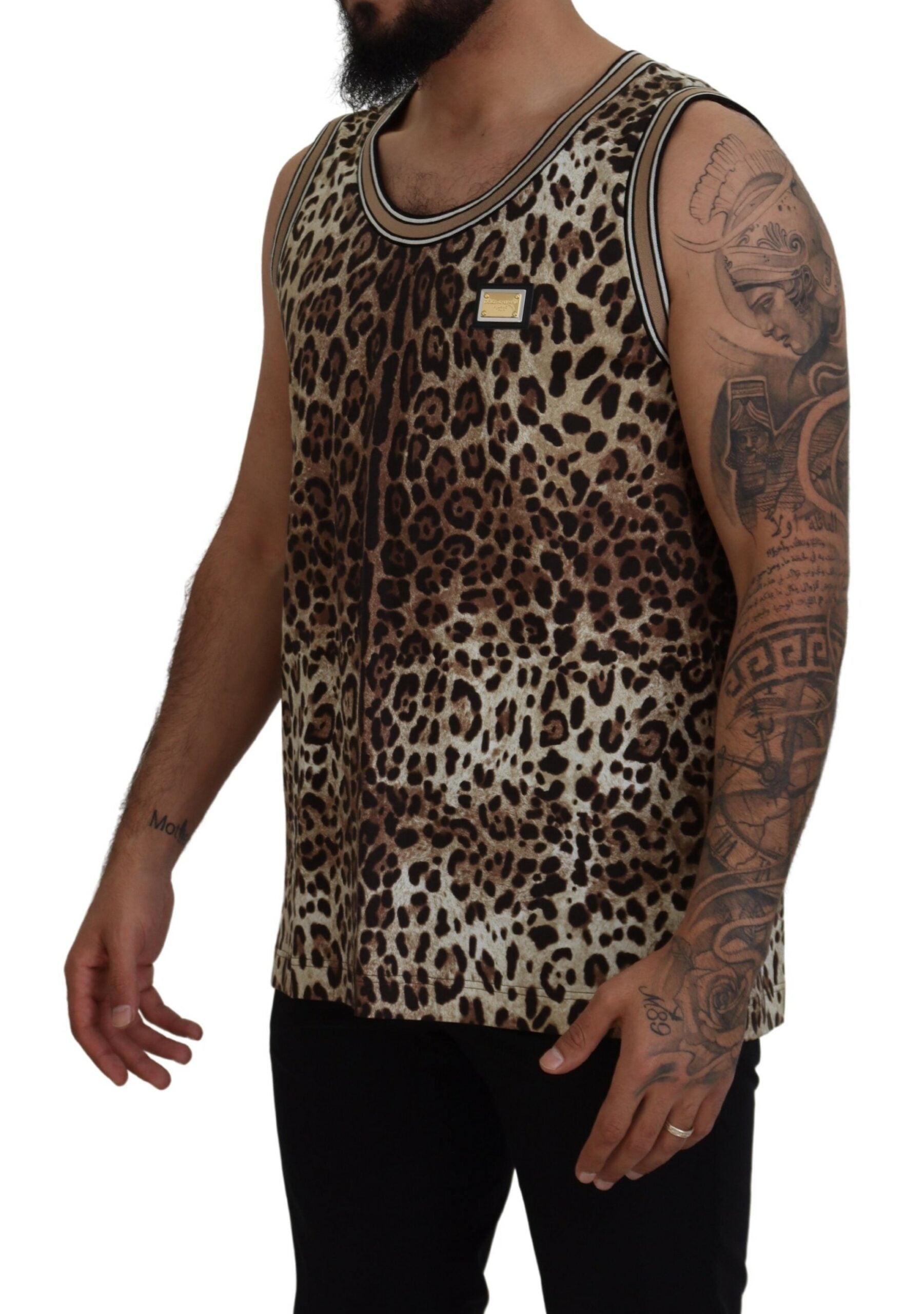 Dolce & Gabbana Leopard Print Sleeveless Cotton Tee