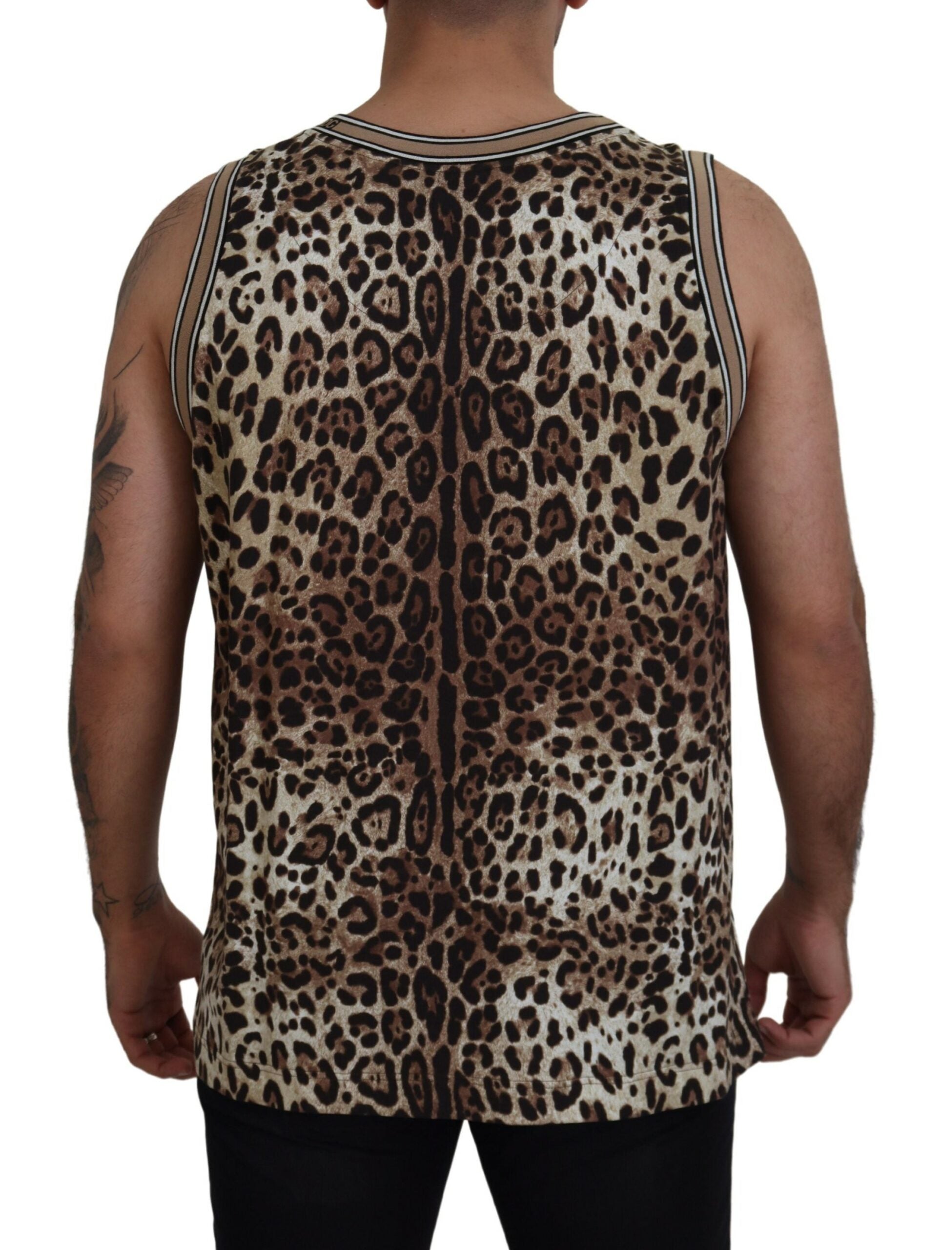 Dolce & Gabbana Leopard Print Sleeveless Cotton Tee