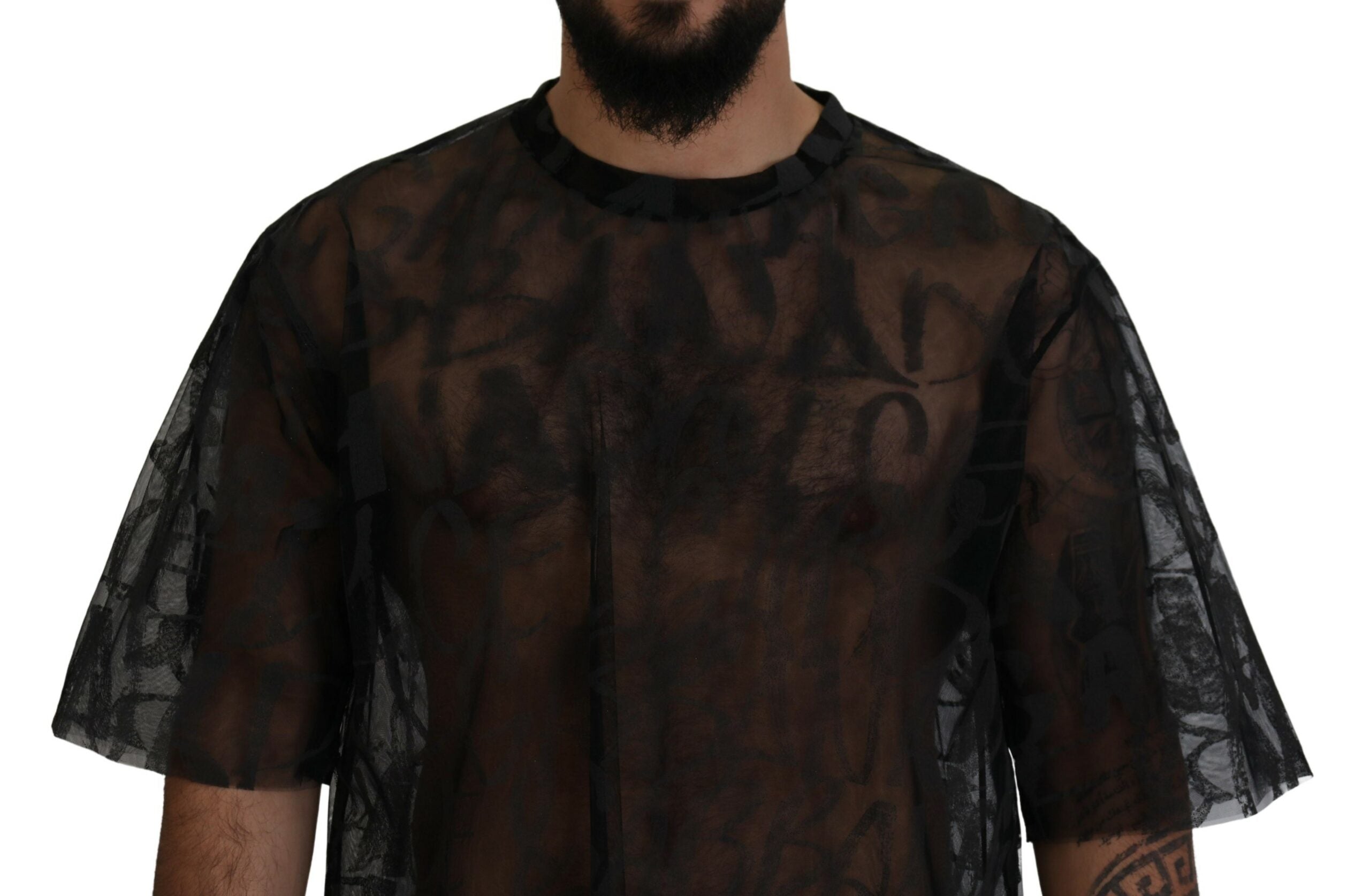 Dolce & Gabbana Elegant Sheer Logo Crew Neck Tee