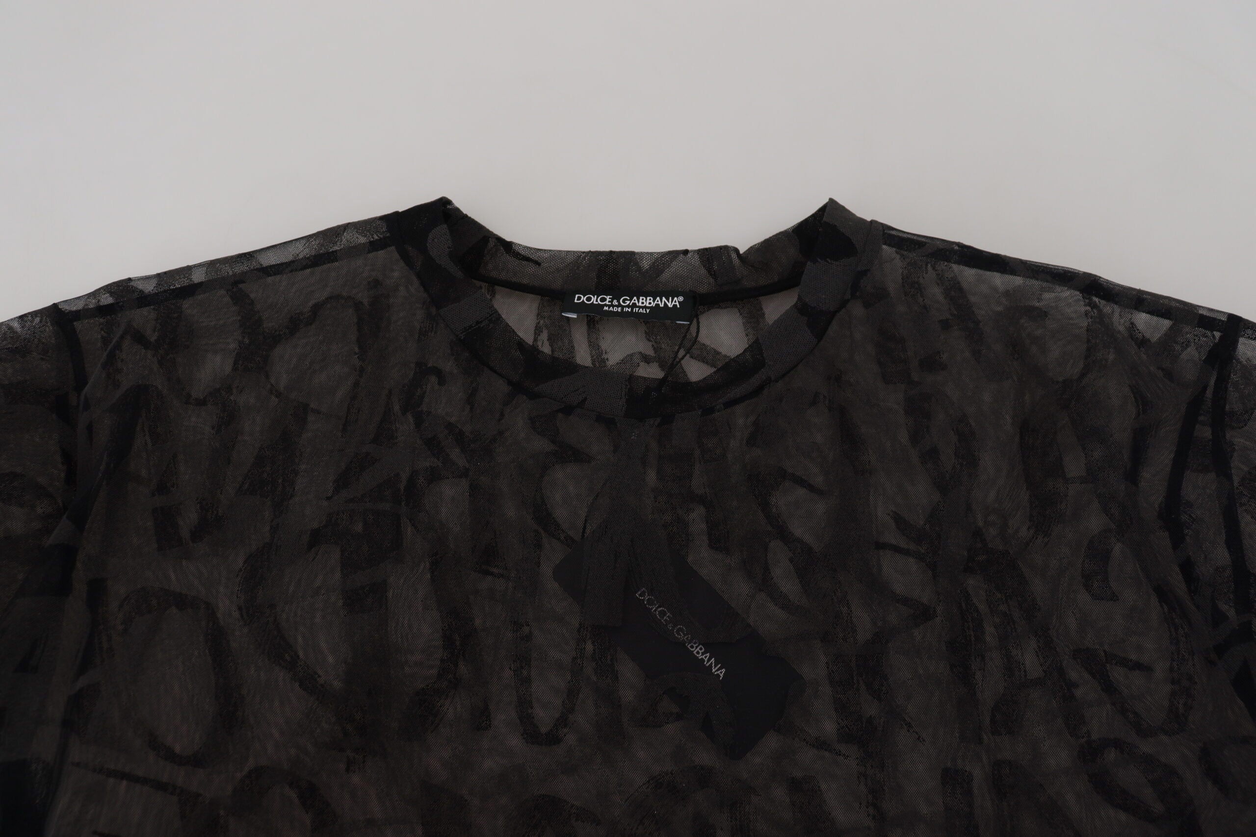 Dolce & Gabbana Elegant Sheer Logo Crew Neck Tee