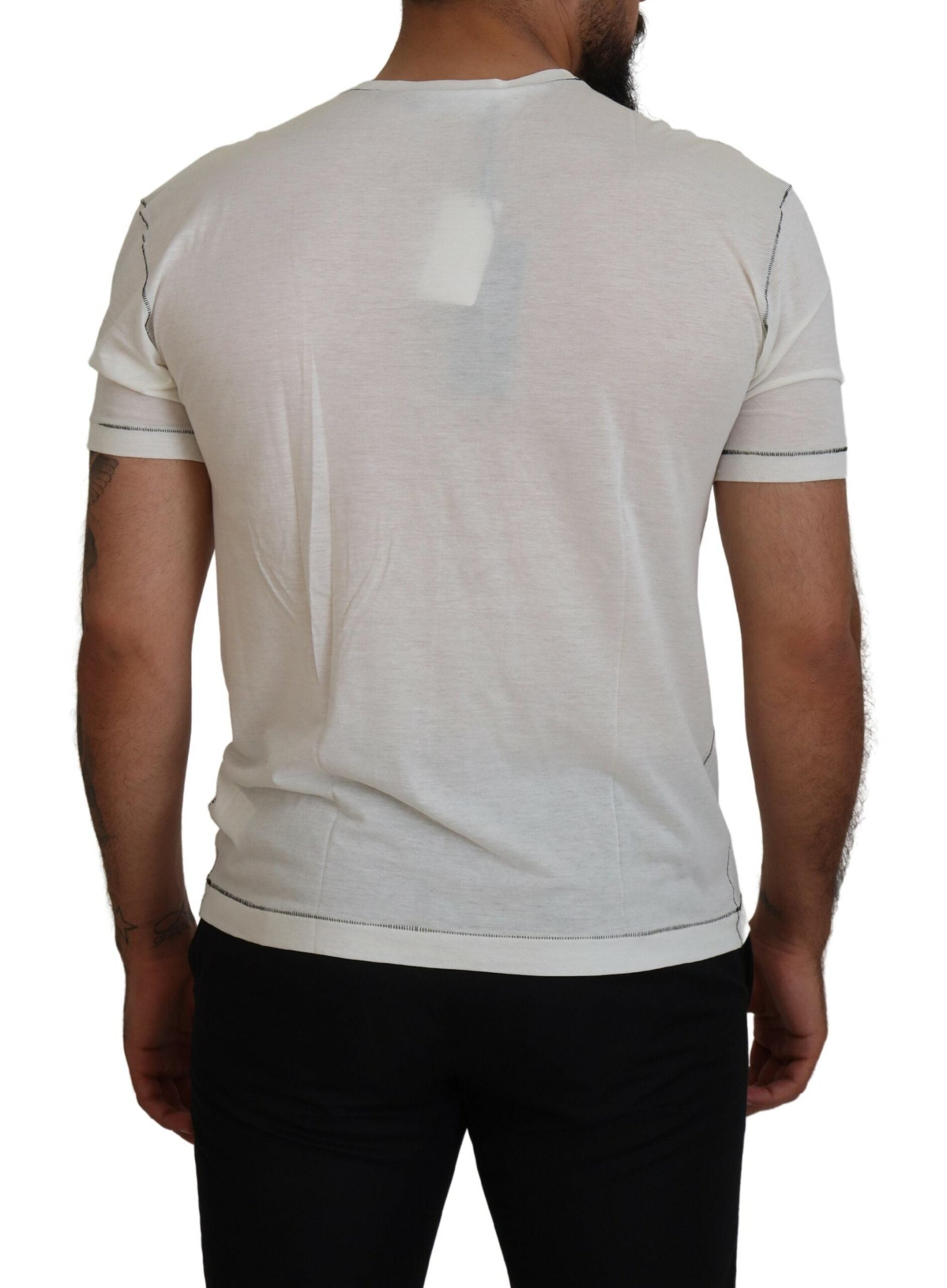 Dolce & Gabbana Elegant White Cotton-Silk Blend Tee