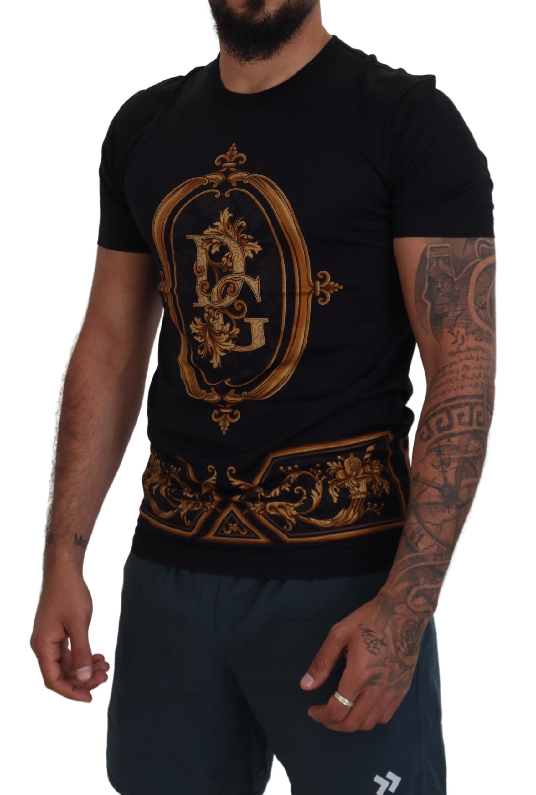 Dolce & Gabbana Elegant Black Printed Cotton T-Shirt