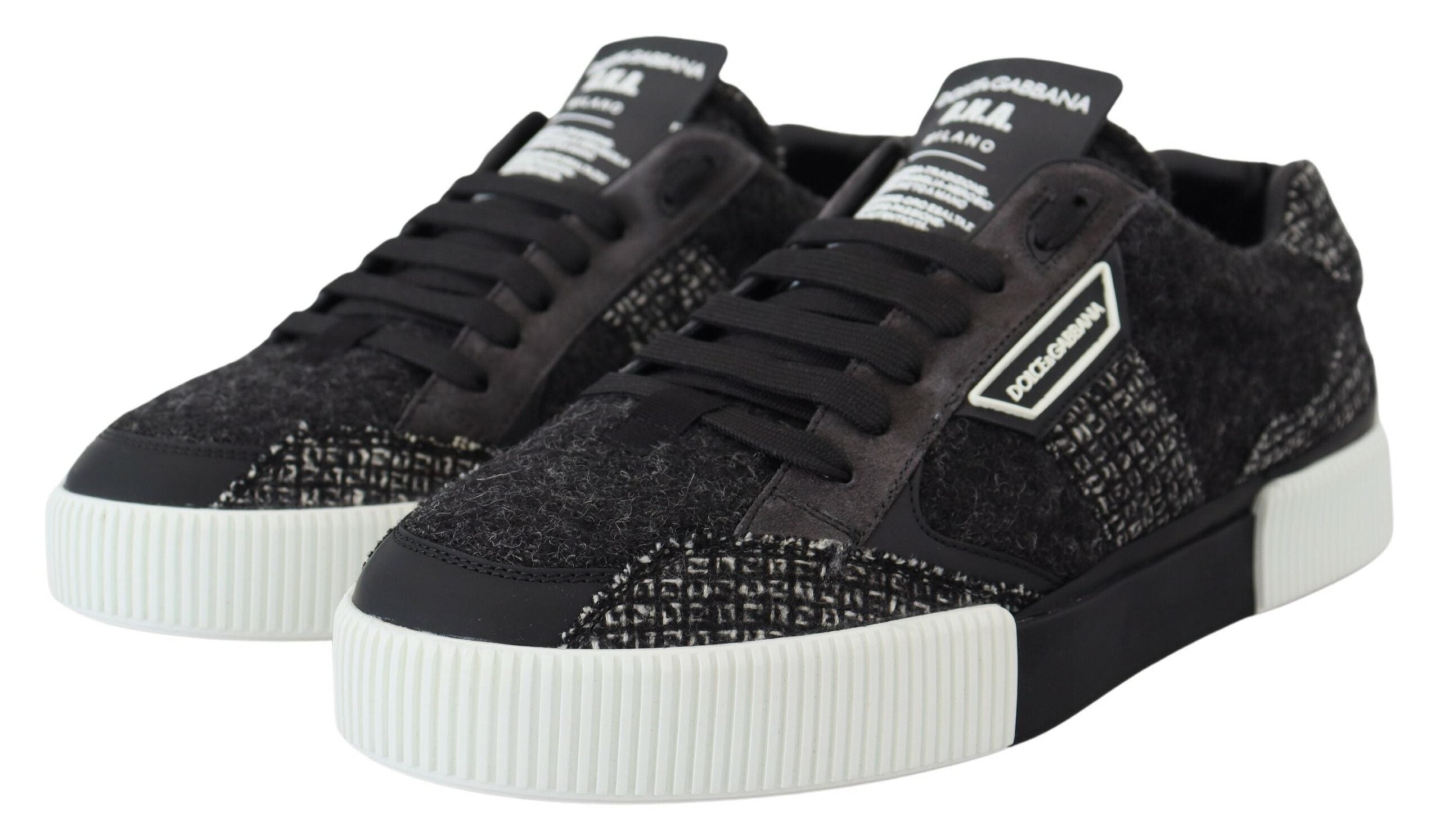 Dolce & Gabbana Chic Black Textured Low Top Sneakers