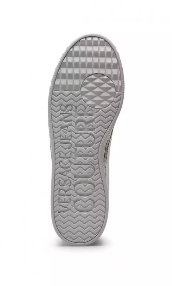 Versace Jeans Elegant White Leather Sneakers with Exclusive Accents