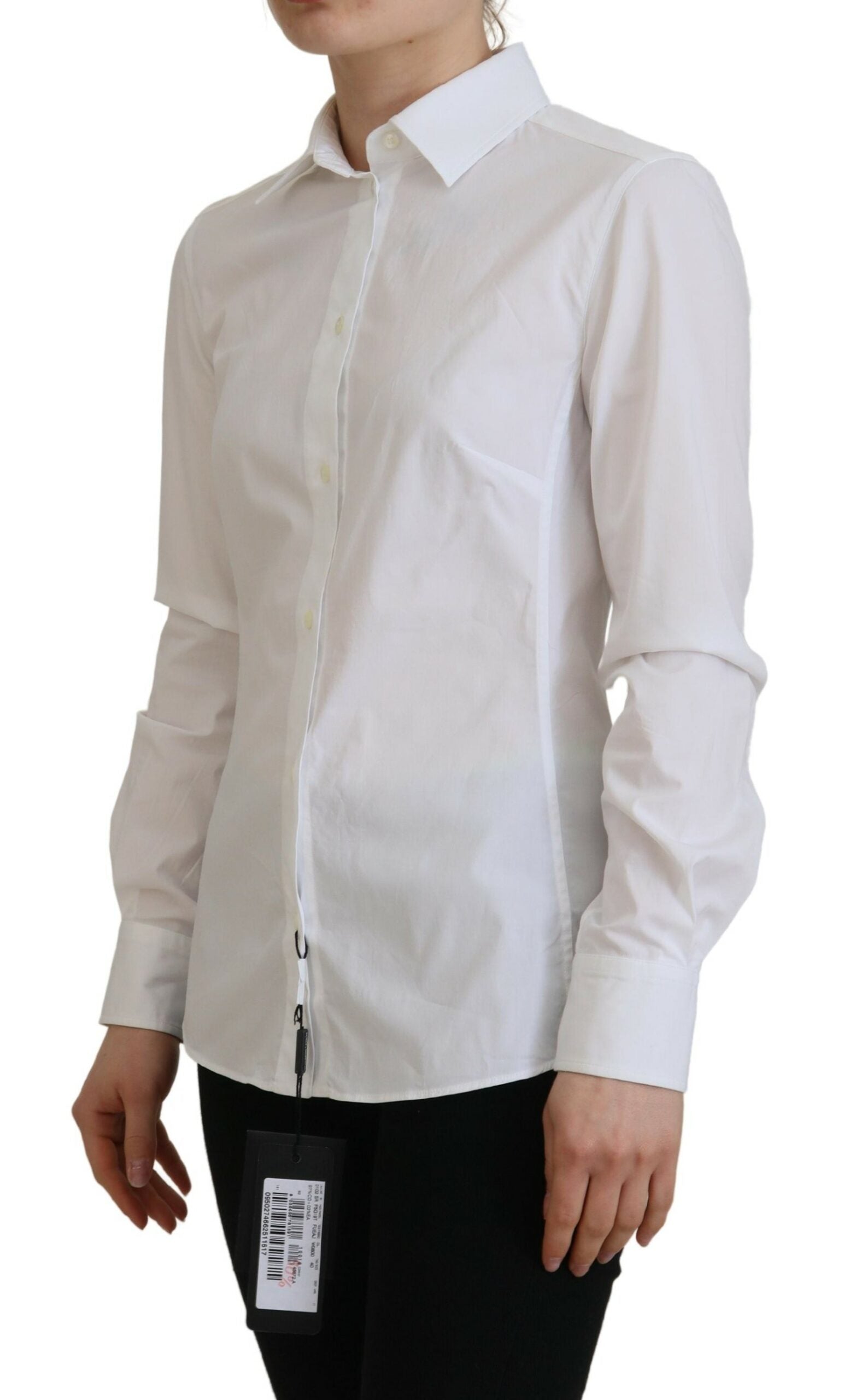 Dolce & Gabbana Elegant White Button-Up Cotton Top