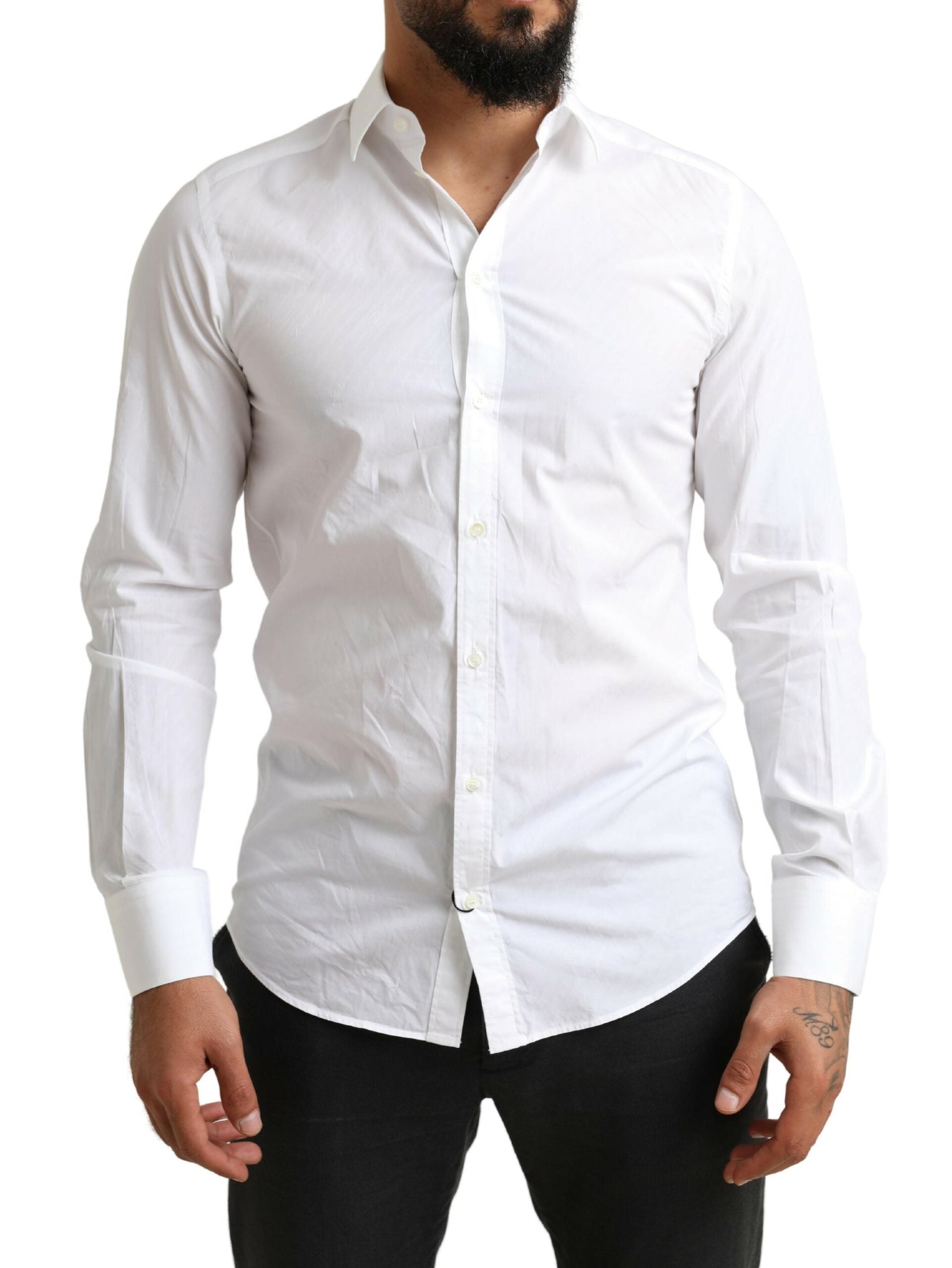 Dolce & Gabbana Elegant White Cotton Martini Dress Shirt