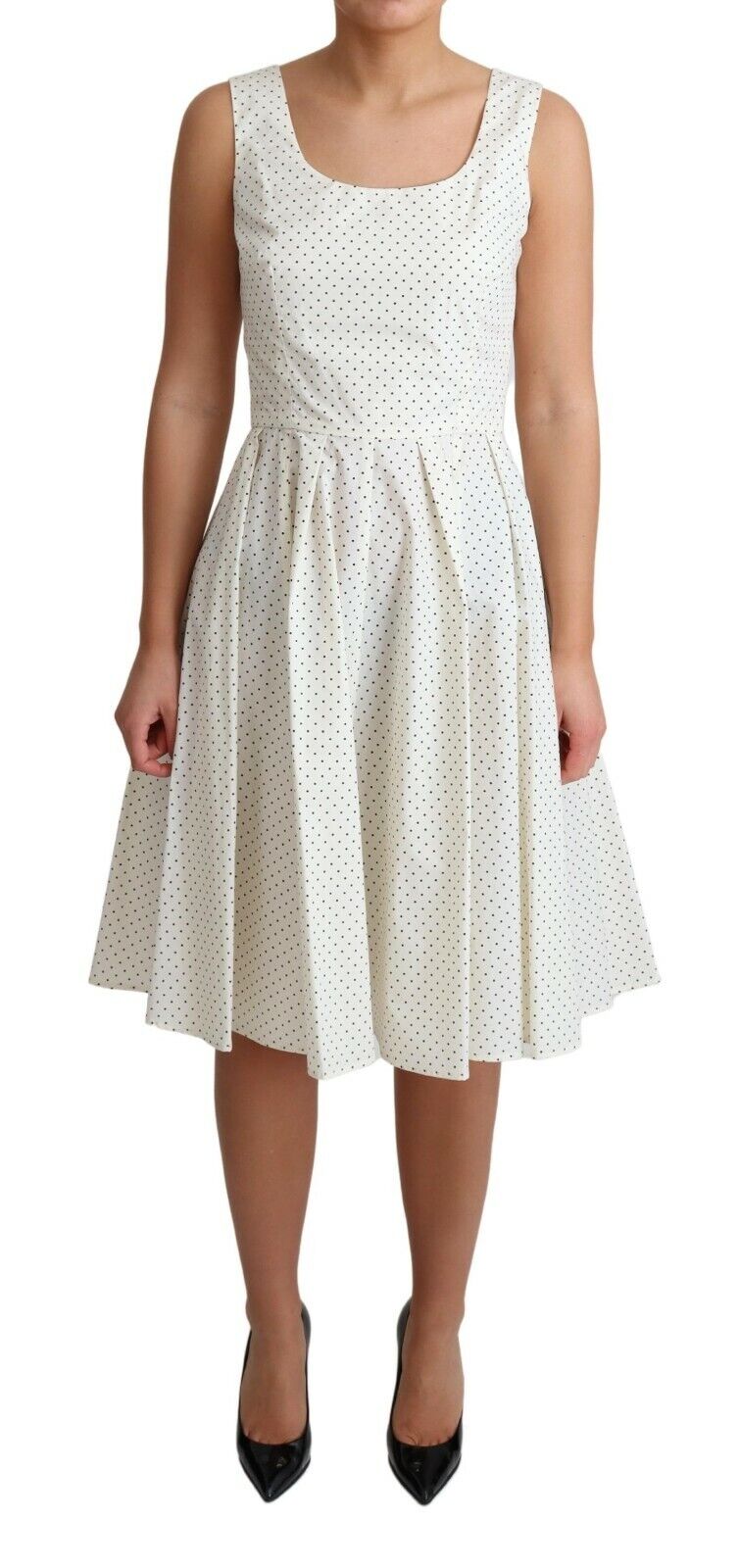 Dolce & Gabbana Elegant Sleeveless A-Line Polka Dotted Dress