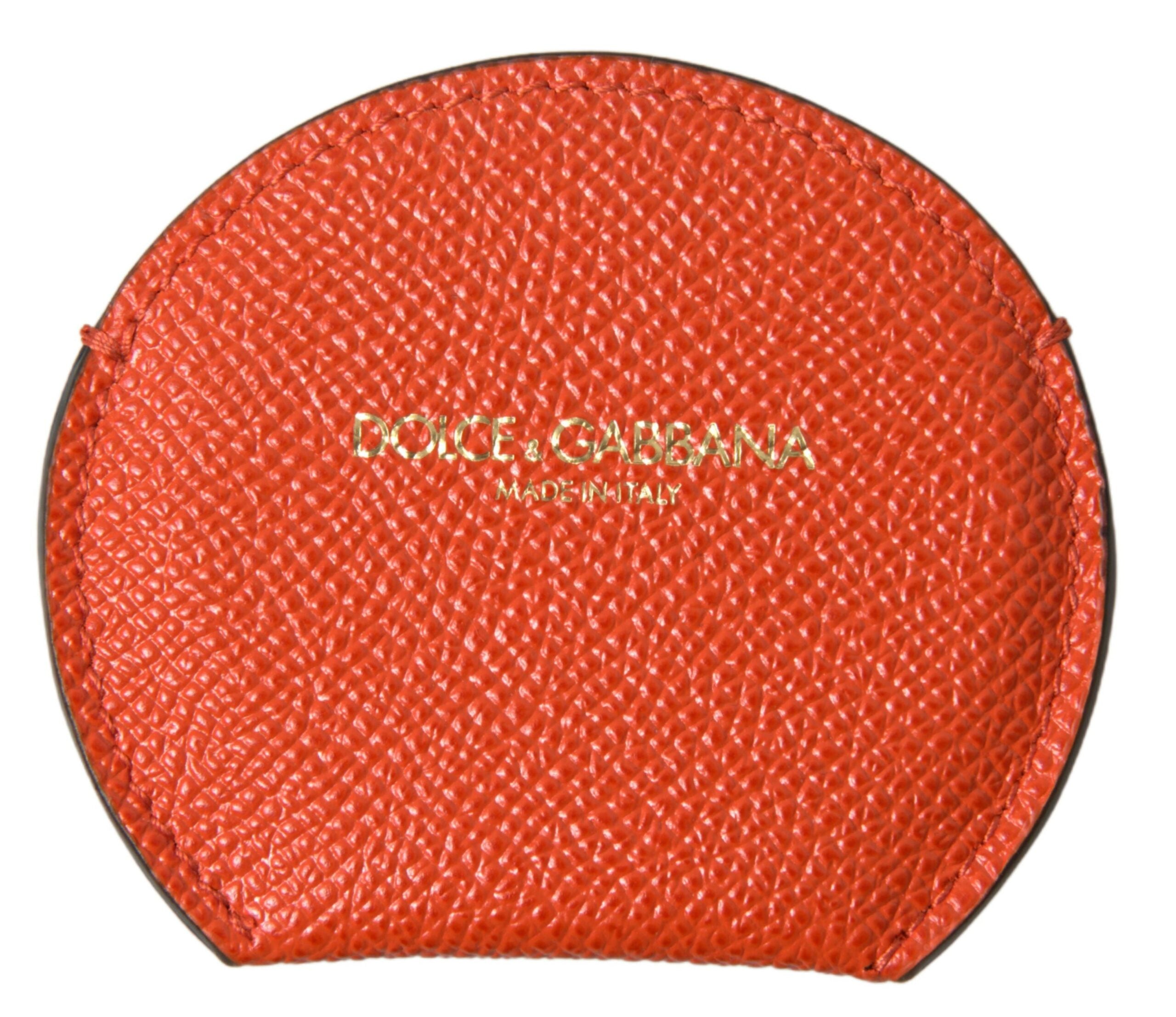 Dolce & Gabbana Elegant Orange Calfskin Mirror Holder