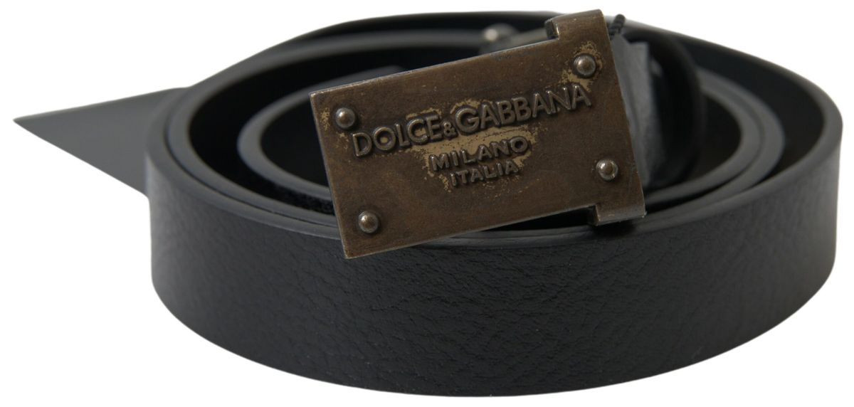 Dolce & Gabbana Elegant Black Leather Belt - Metal Buckle Closure