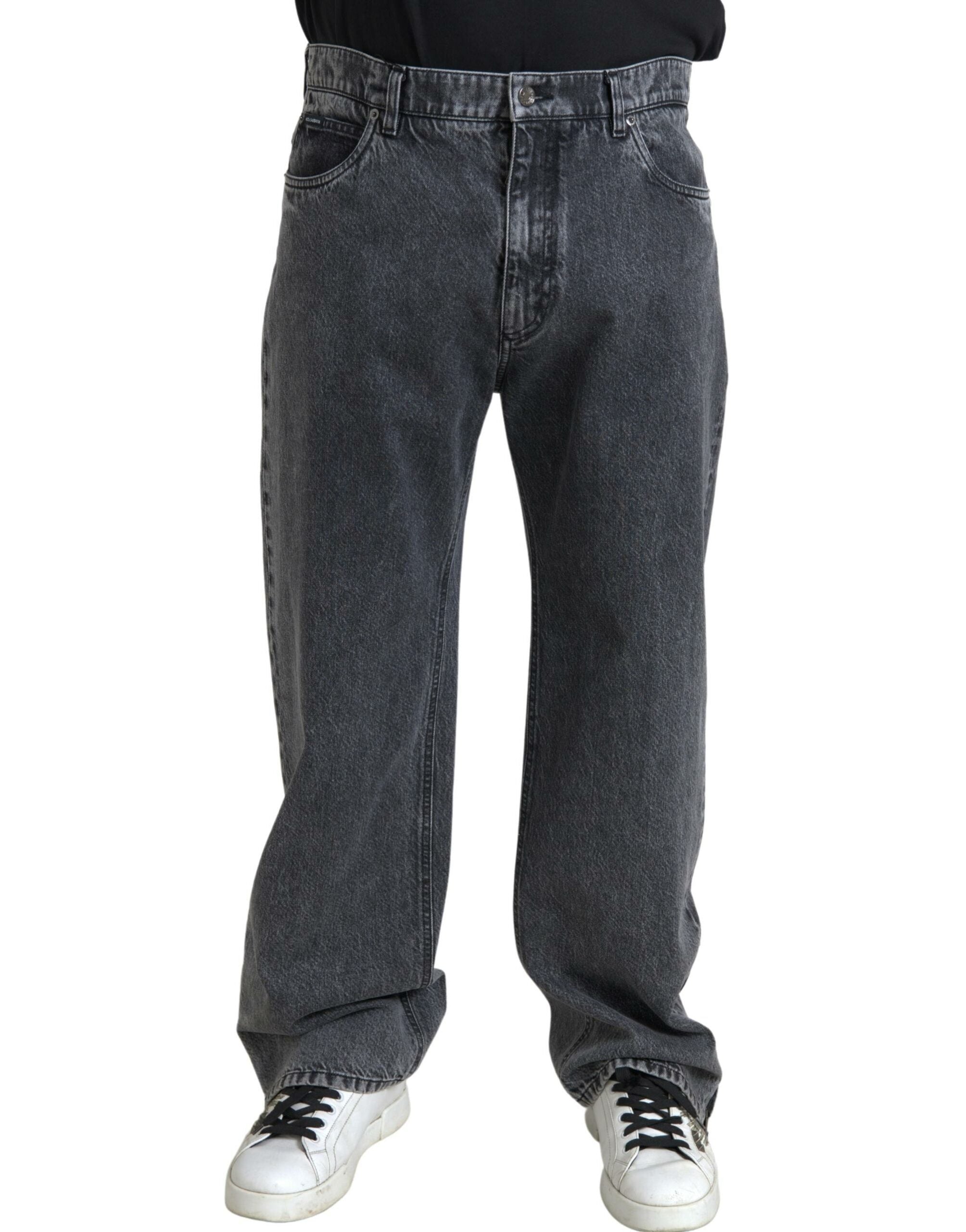 Dolce & Gabbana Elegant Dark Grey Straight Denim Jeans