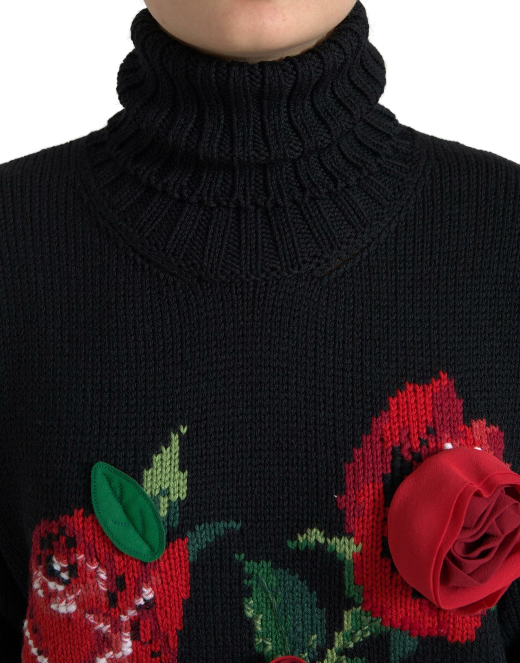 Dolce & Gabbana Elegant Floral Knitted Wool-Cashmere Sweater